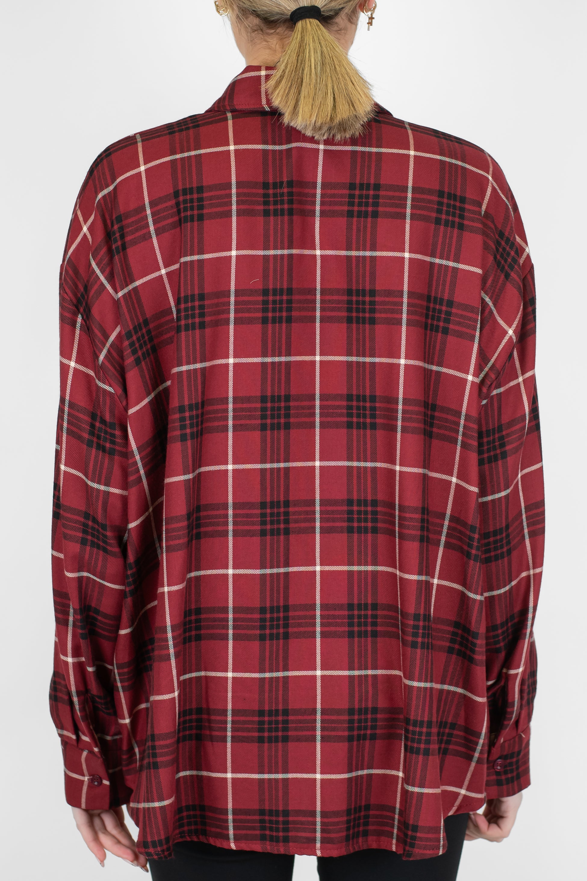 Tensione in - Camicia fantasia check con spalline e pizzo sul fondo