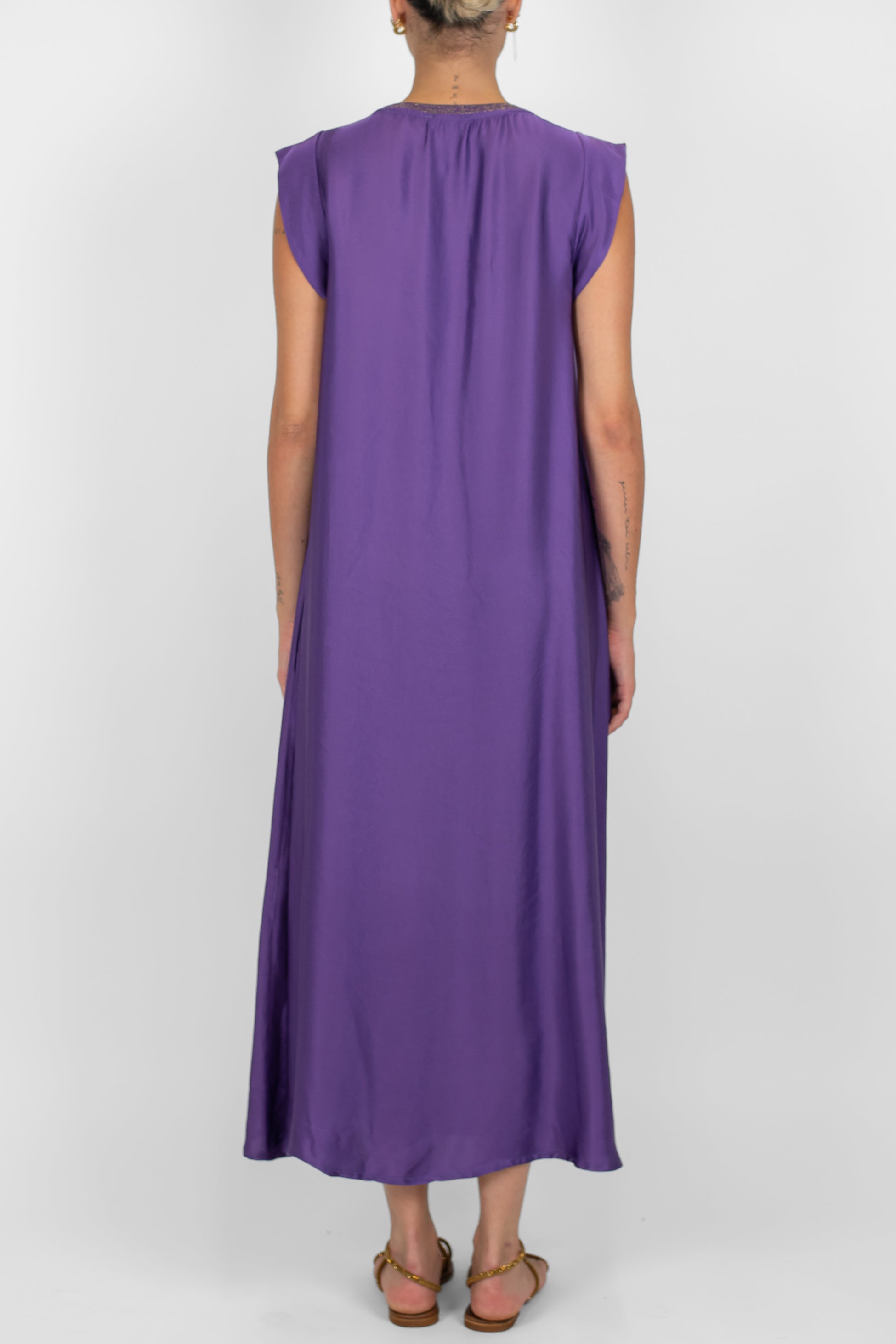 Motel - Abito lungo in viscosa scollo v giromaniche