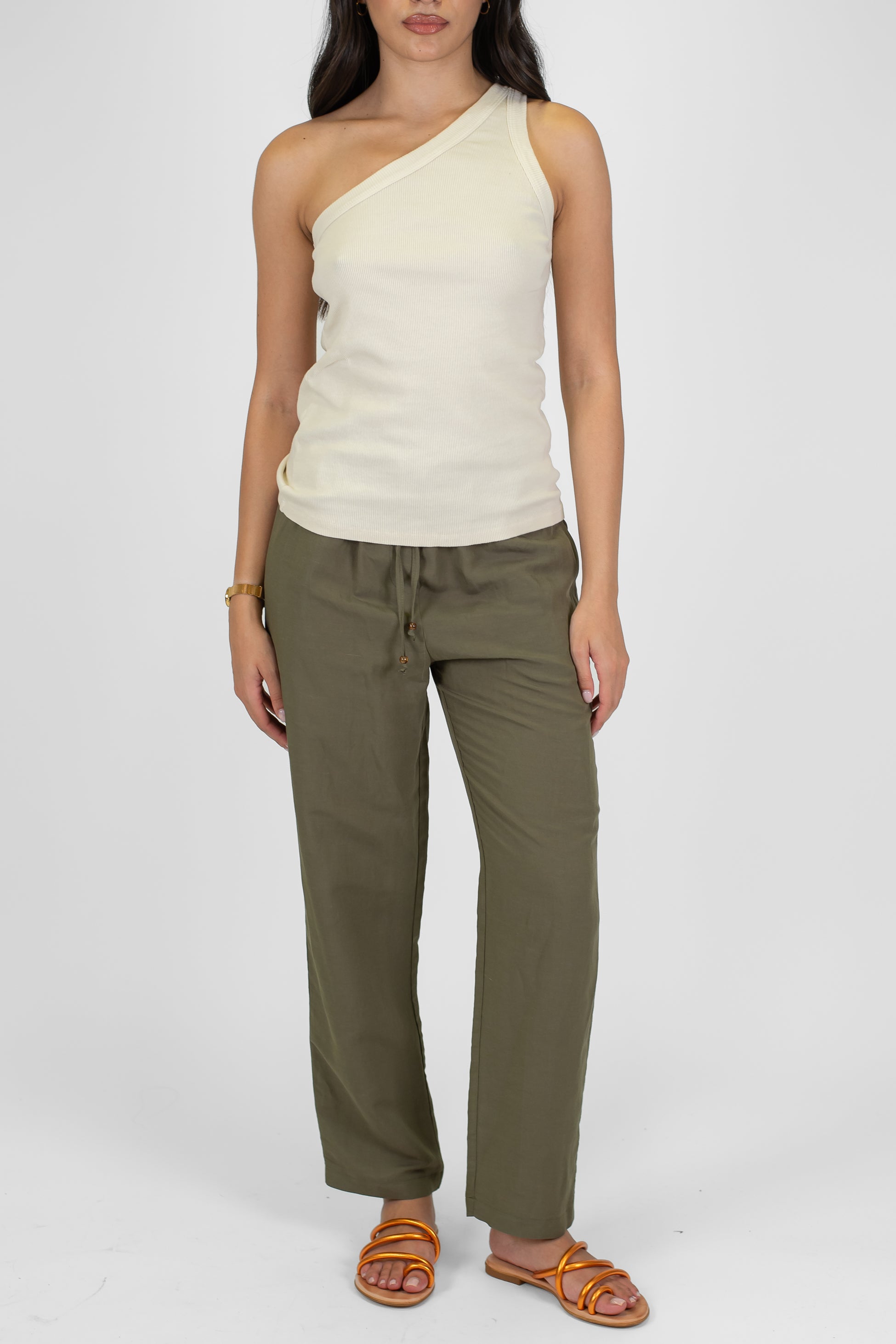 Motel - Pantalone in misto lino e viscosa con coulisse