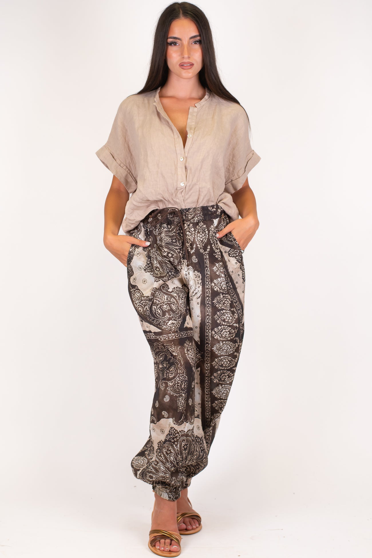 Souvenir - Pantalone fantasia bandana con elastico alla caviglia