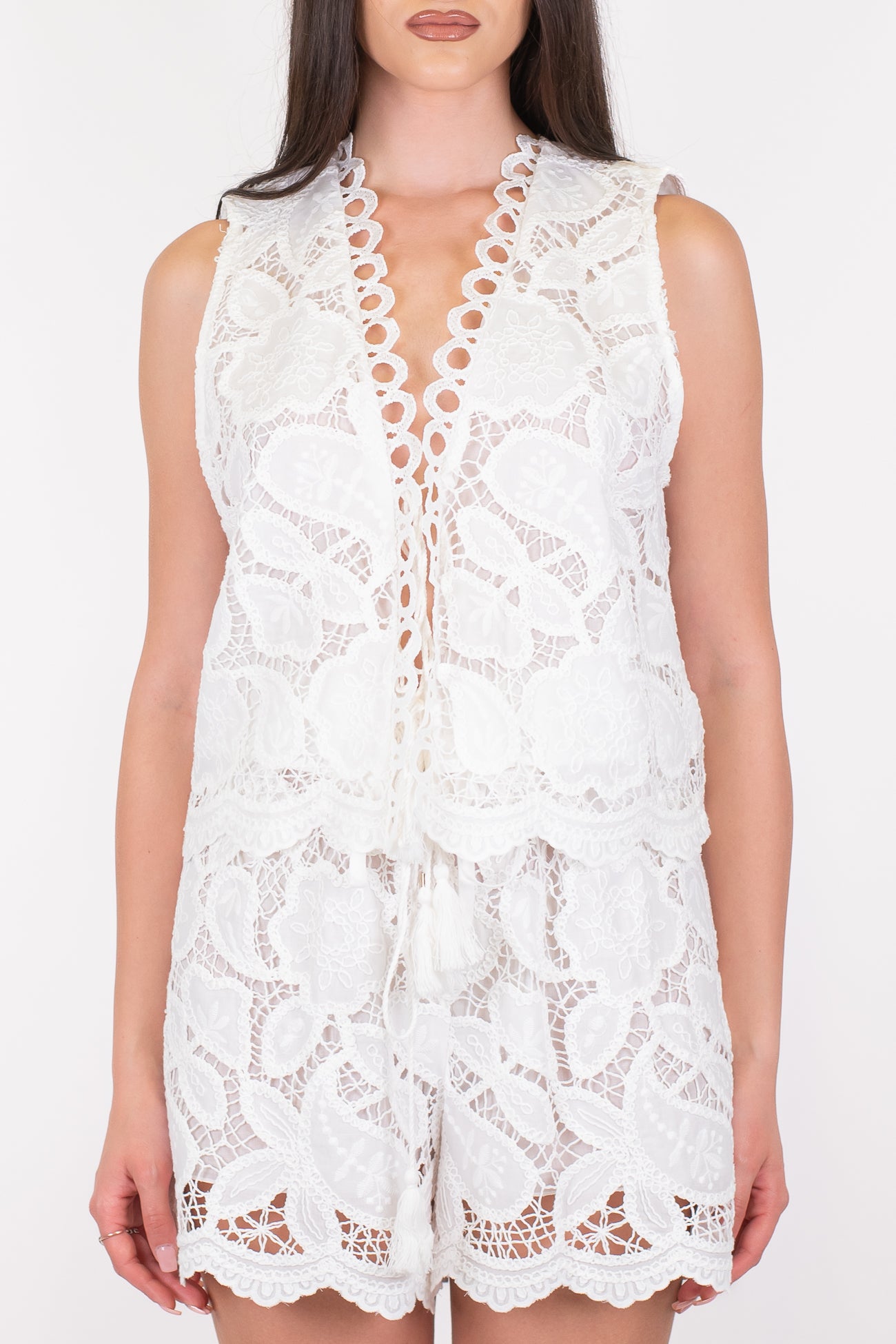 Motel - Gilet in pizzo con chiusura lacci