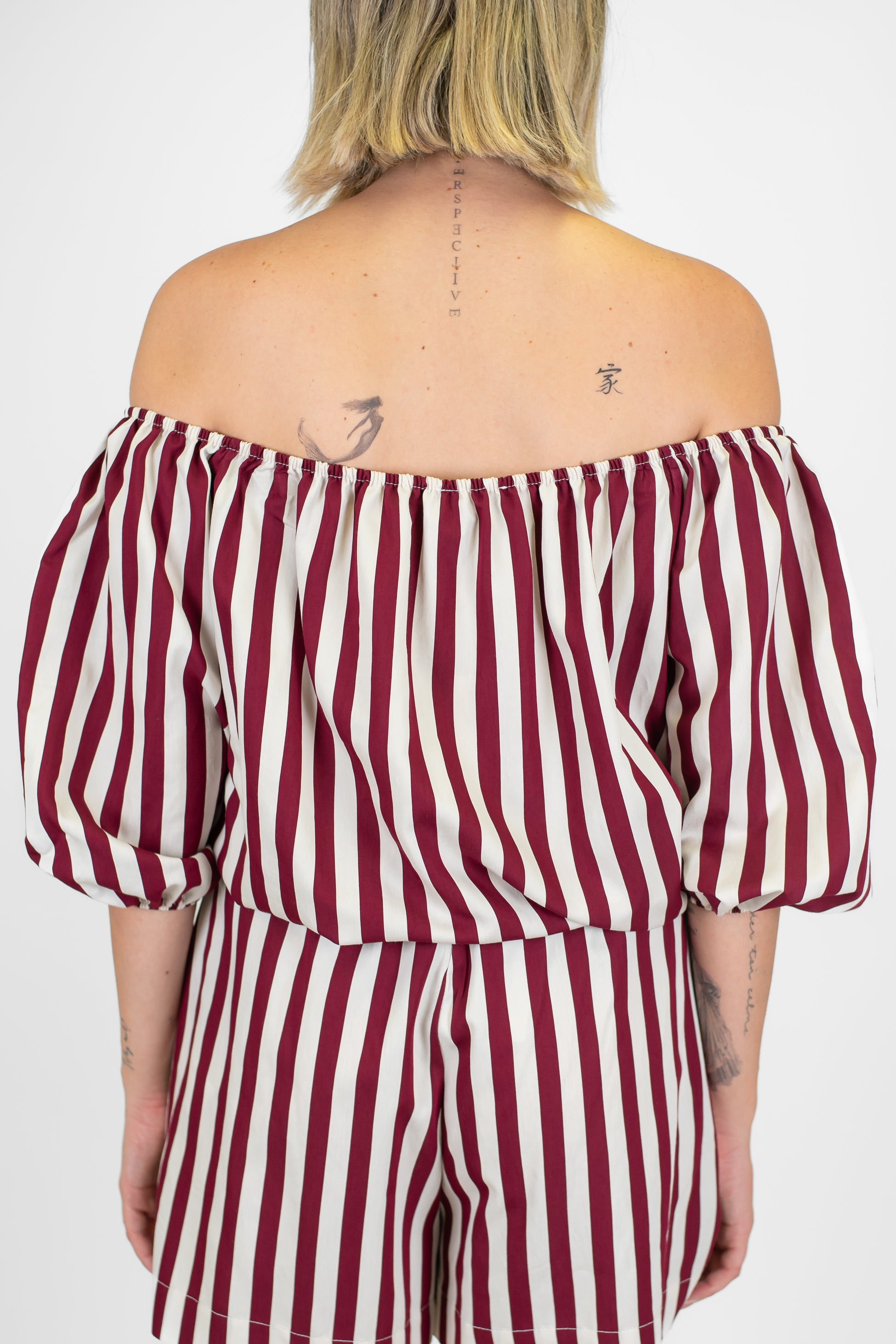Motel - Blusa fantasia a righe scollo shiffer in viscosa leggera