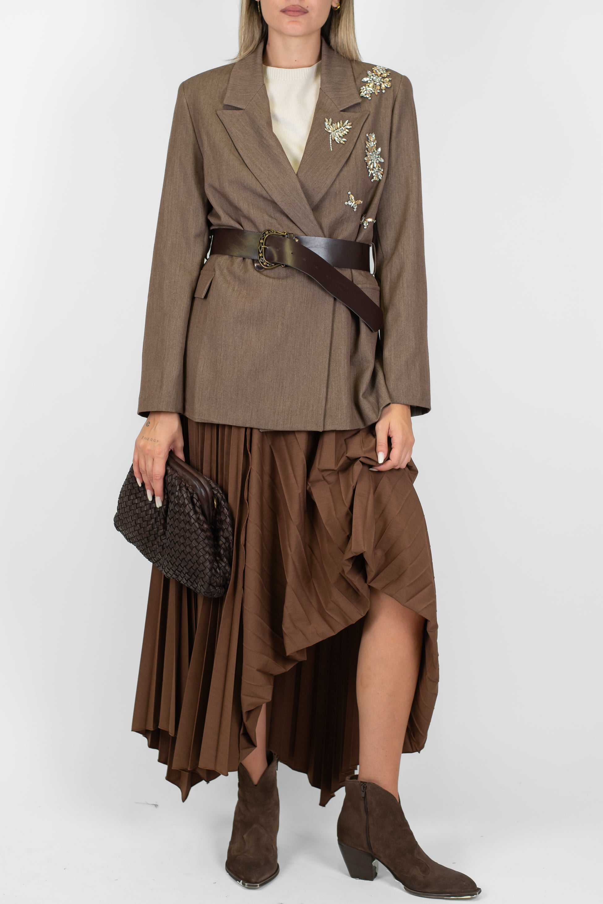 Dixie - Gonna asimmetrica plissé con drappeggi