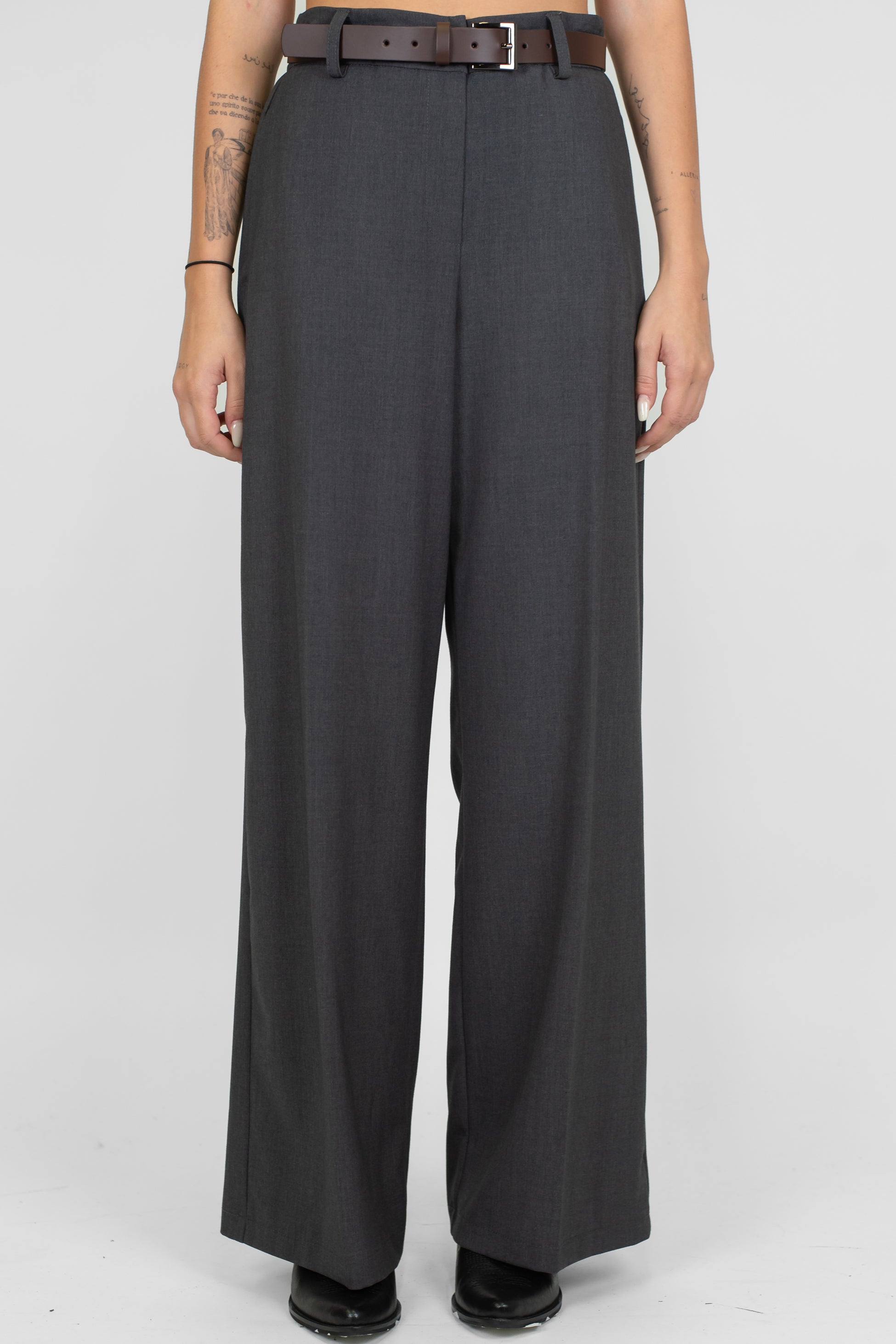 Motel - Pantalone palazzo tinta unita con elastico sul retro