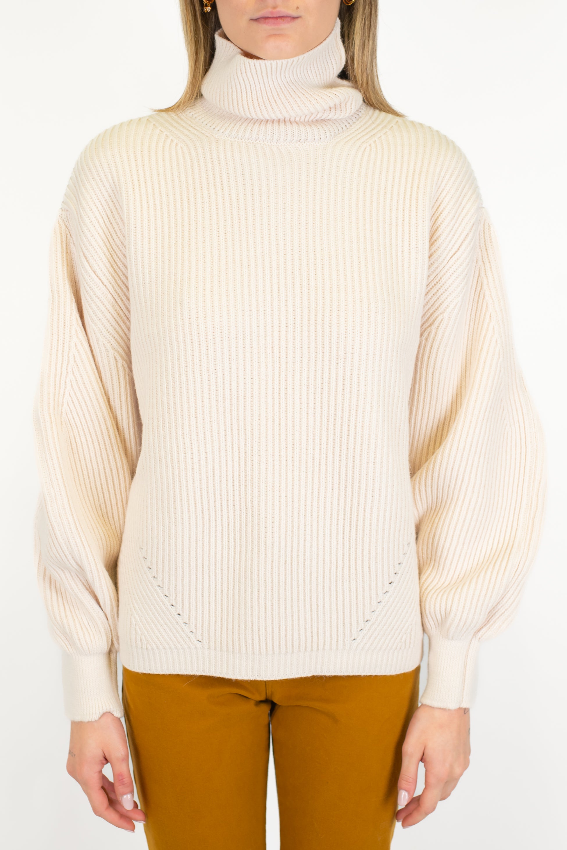 Tensione in - Dolcevita a costa inglese in misto lana