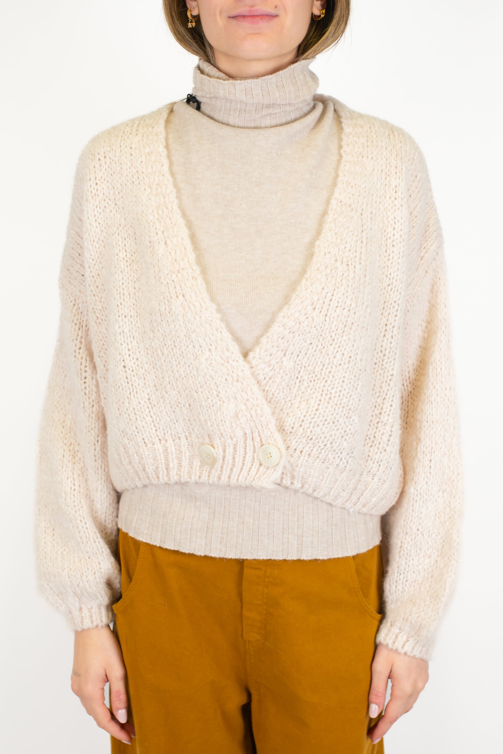 Dixie - Cardigan con doppiopetto in misto lana mohair con bottoni sul fondo