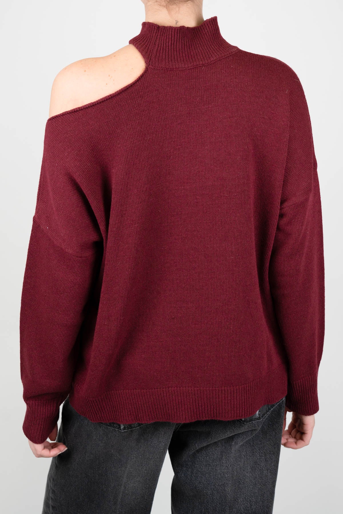 Motel - Maglia fantasia stelle lurex in misto lana e cashmere con foro sulla spalla