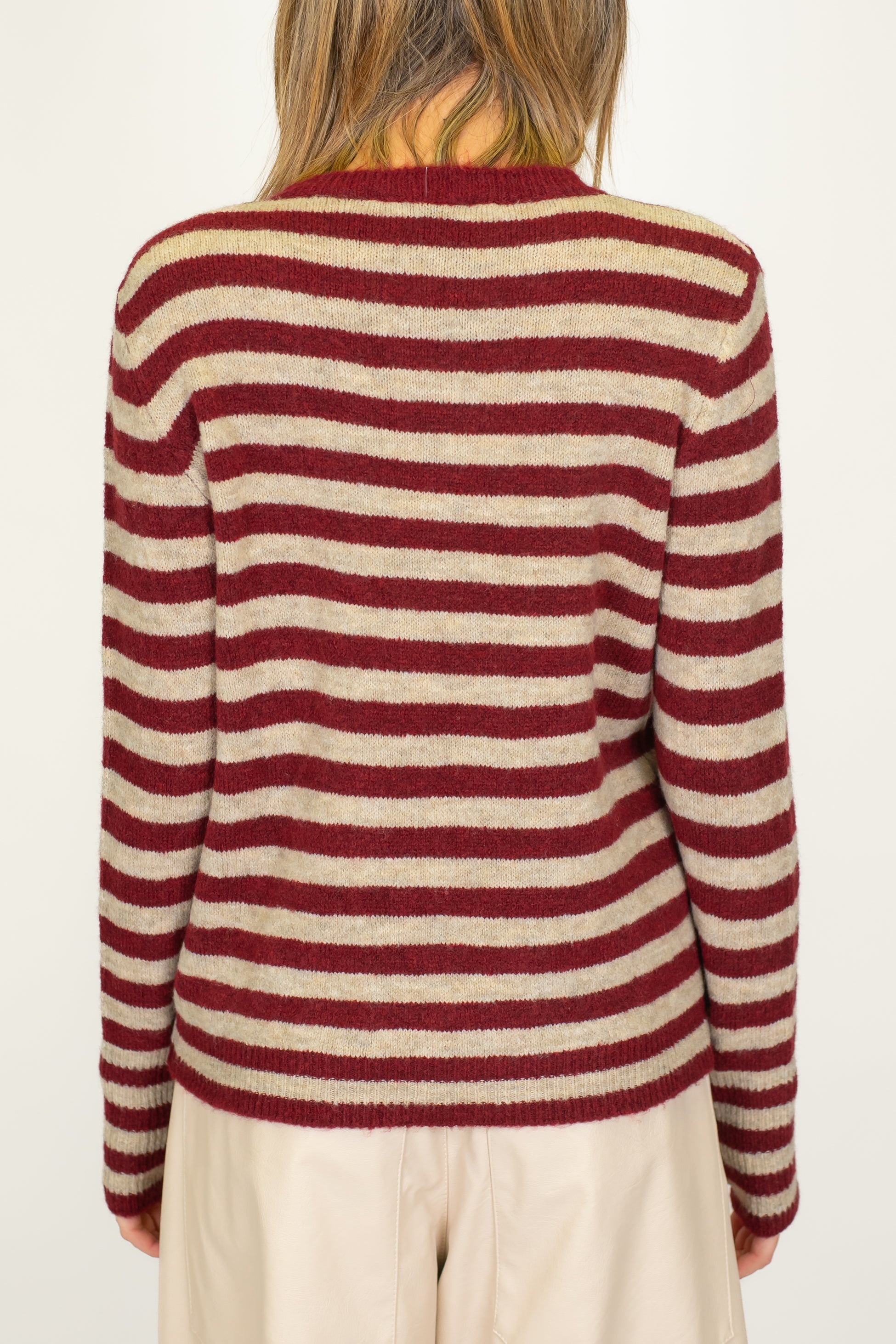 Haveome - Maglia a righe in misto lana con sciarpina