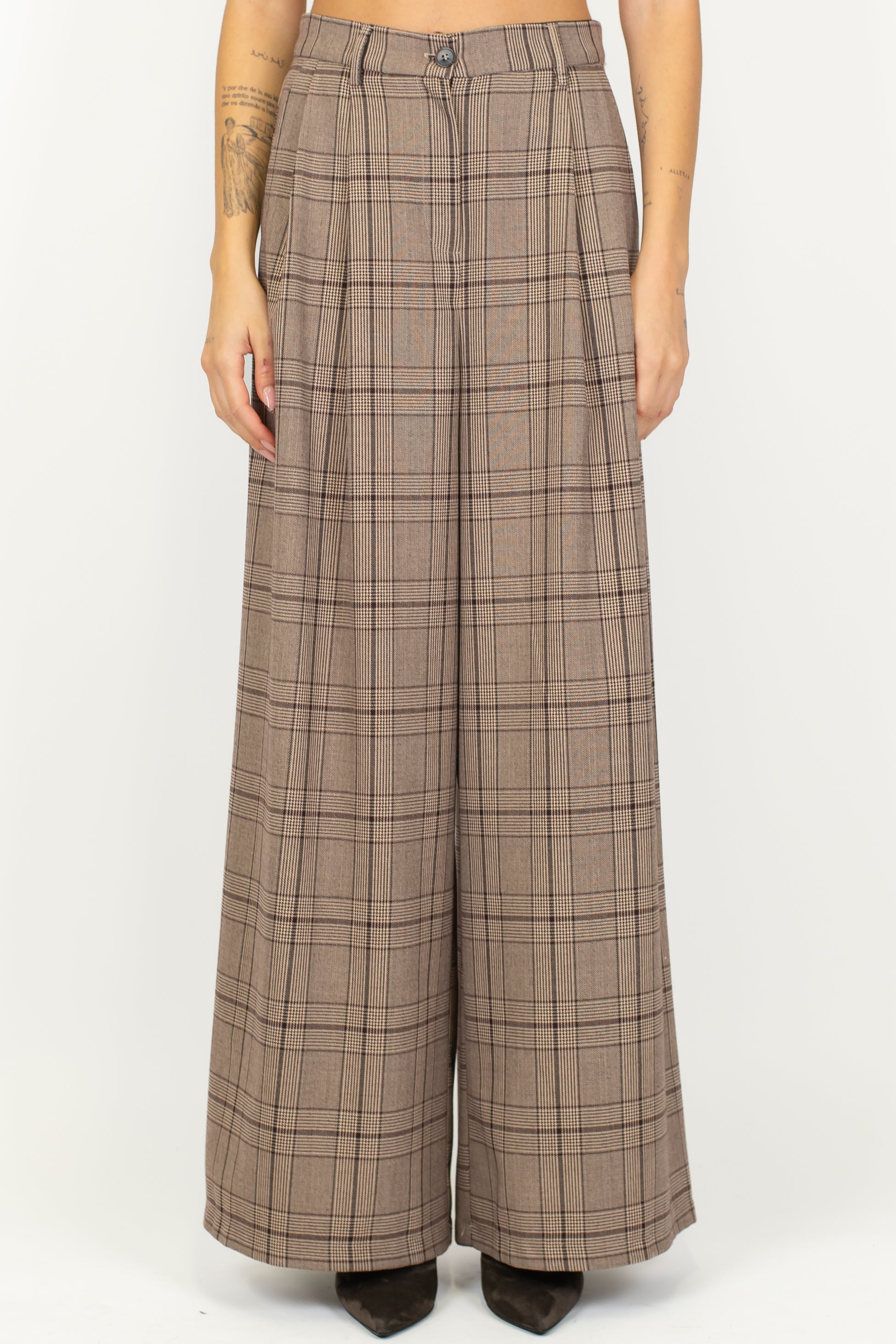 Tensione in - Pantalone palazzo fantasia check