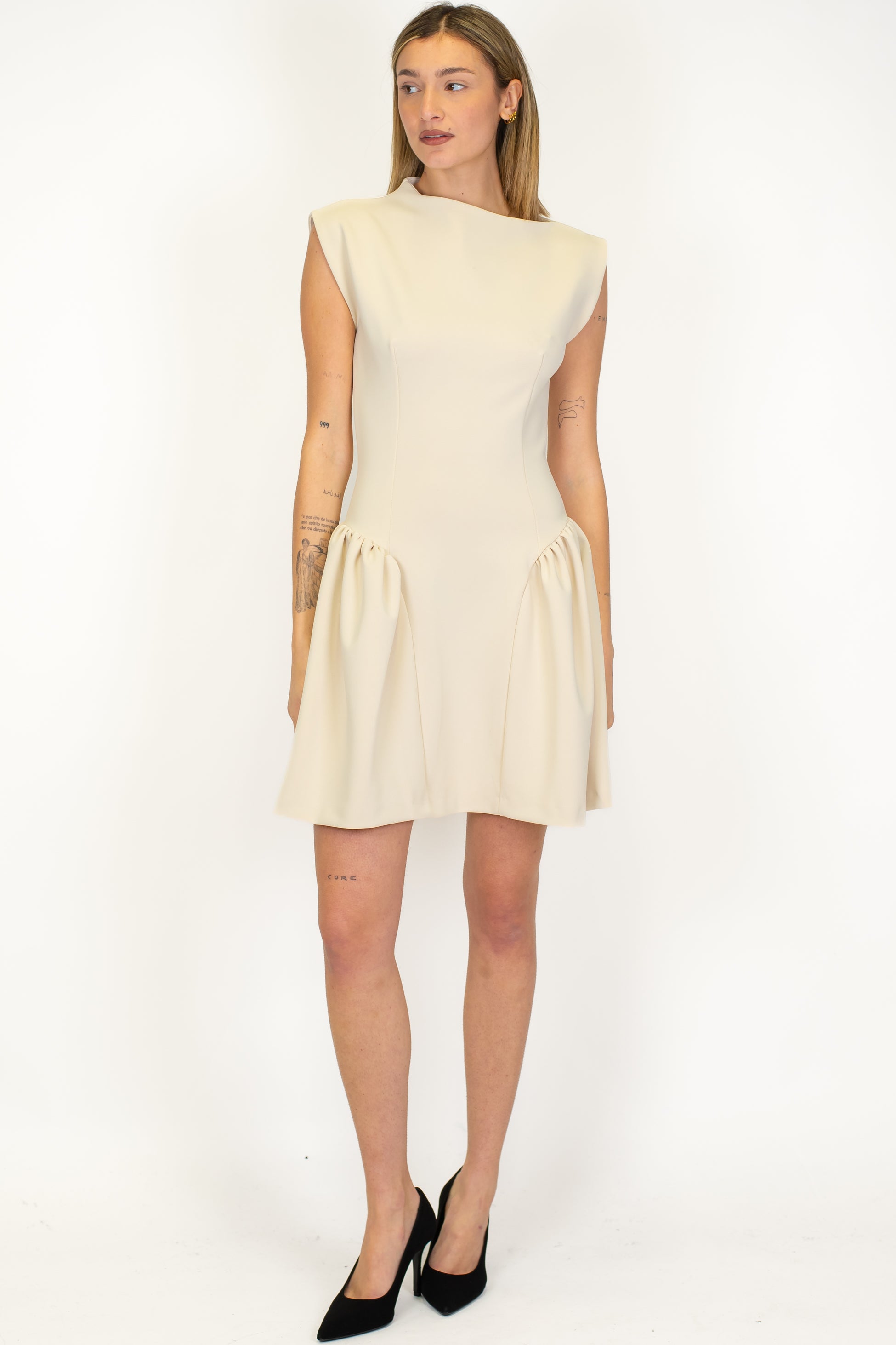 Imperial - Abito corto giromaniche con chiusura zip laterale