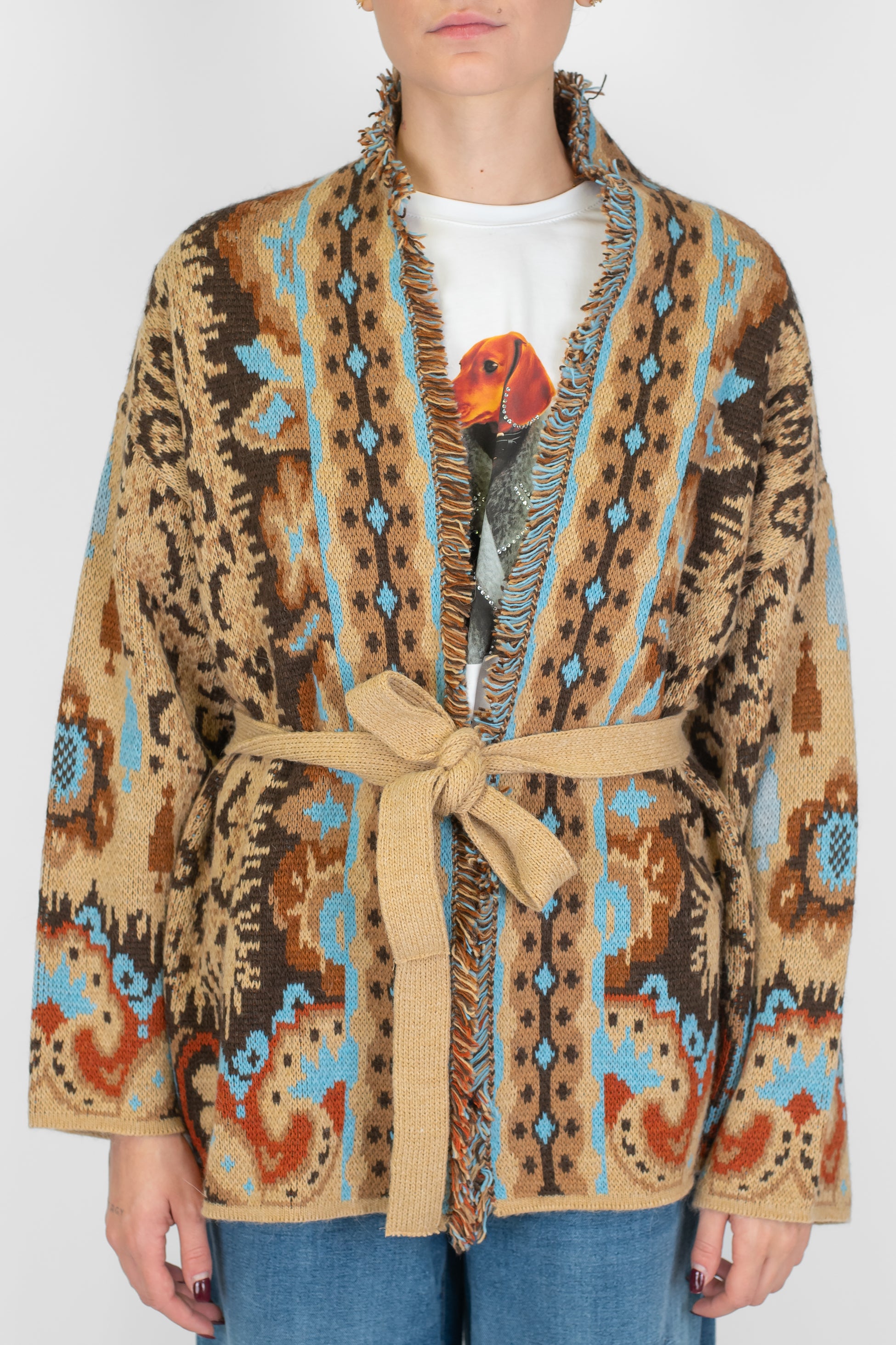 Dixie - Cardigan in misto lana fantasia stratta