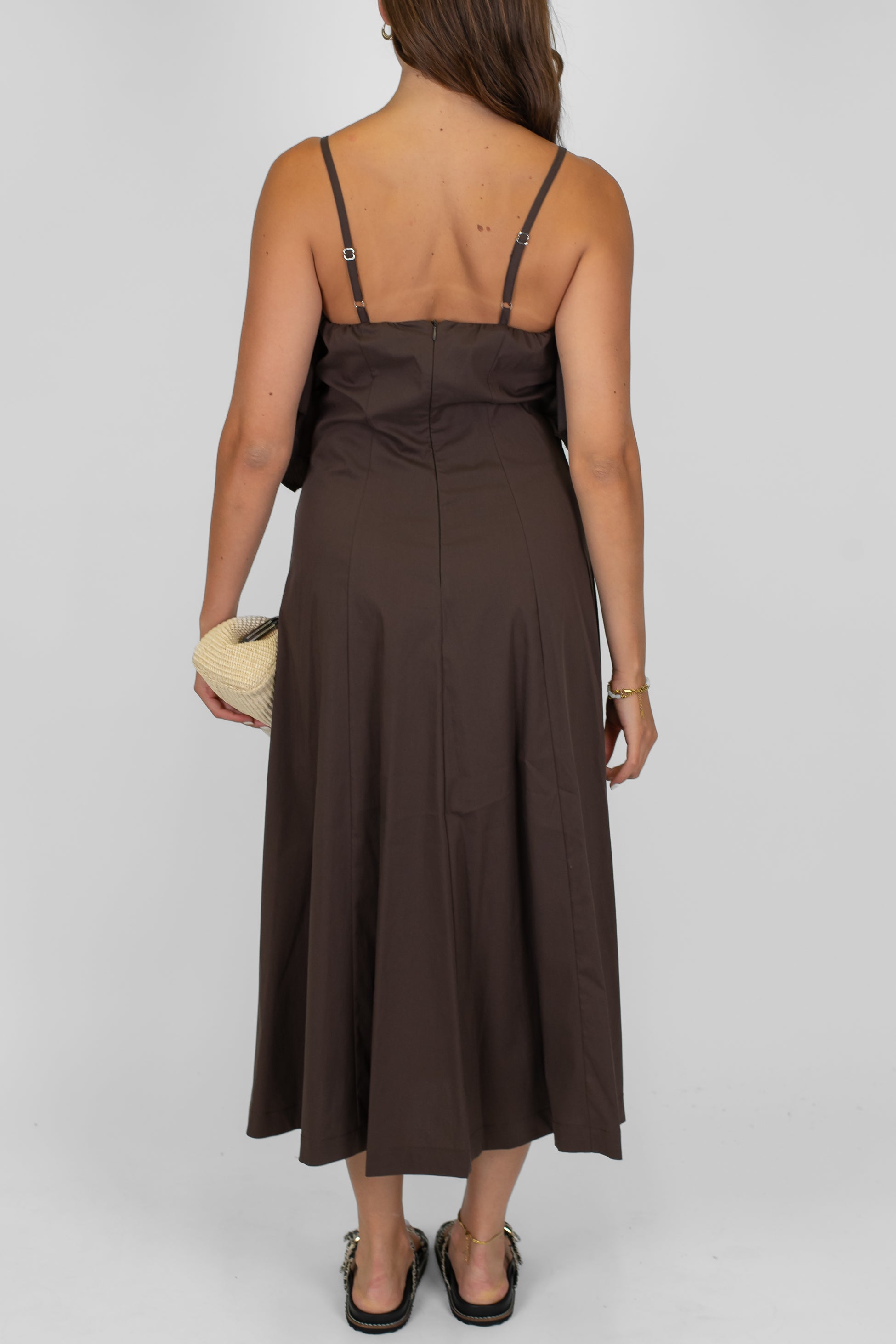 Dixie - Abito lungo con bretelline regolabili e rouches