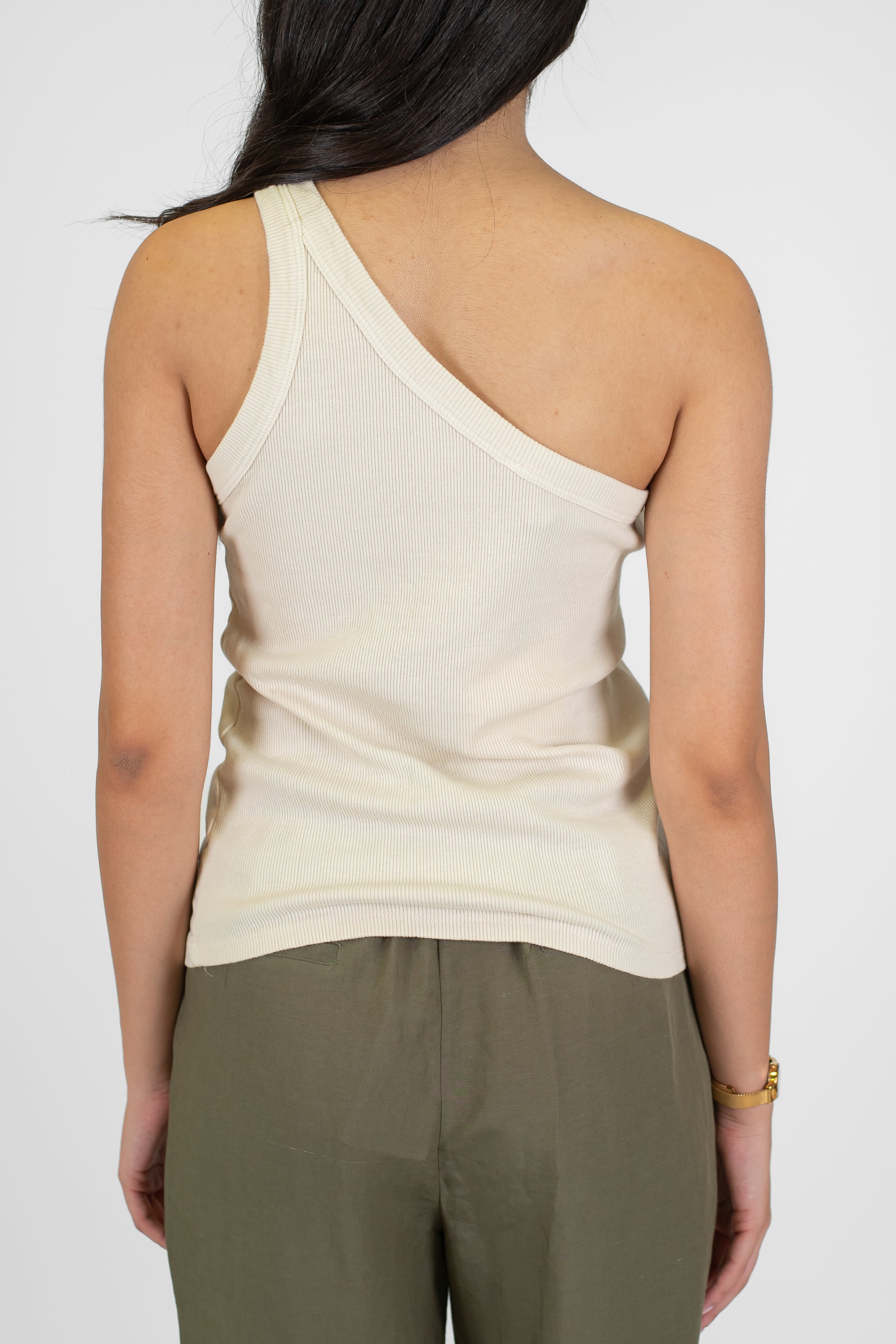 Tensione in - Top monospalla a costine in cotone