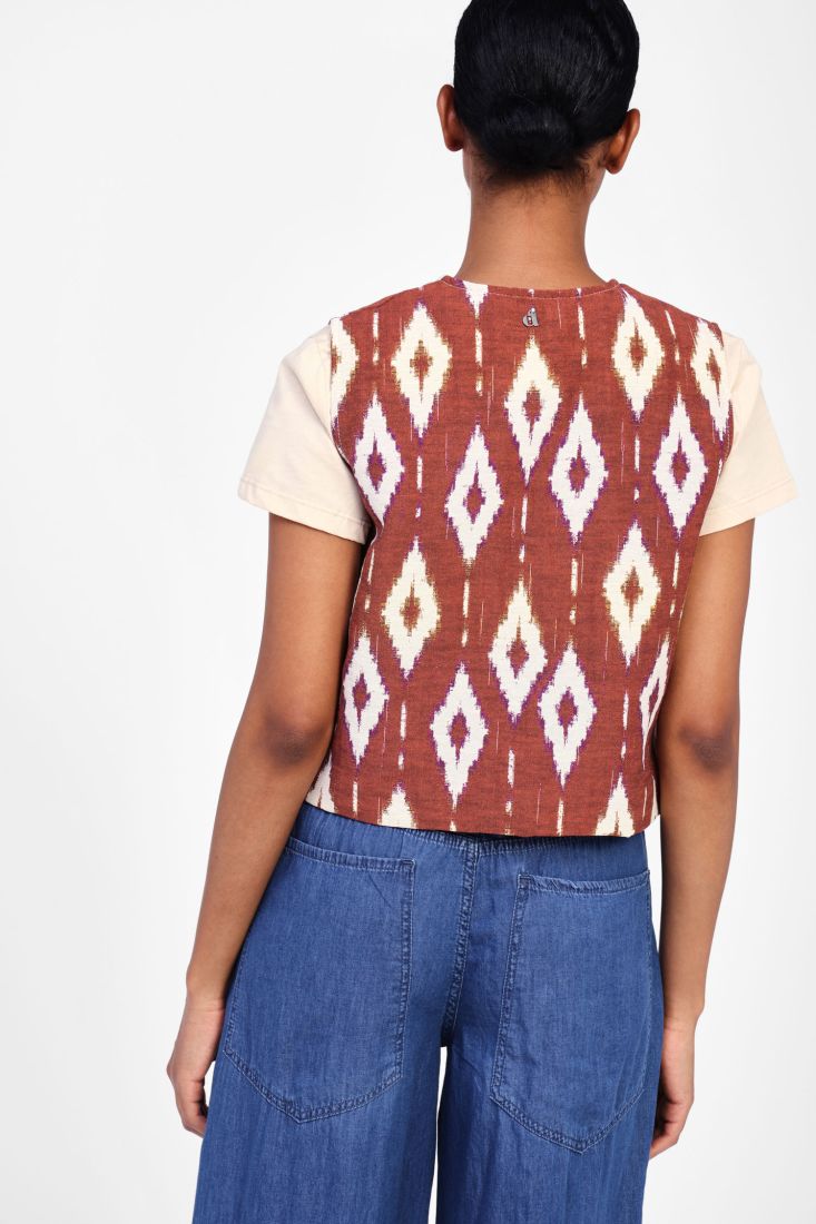 Dixie - GIlet fantasia geometrica chiusura con lacetti