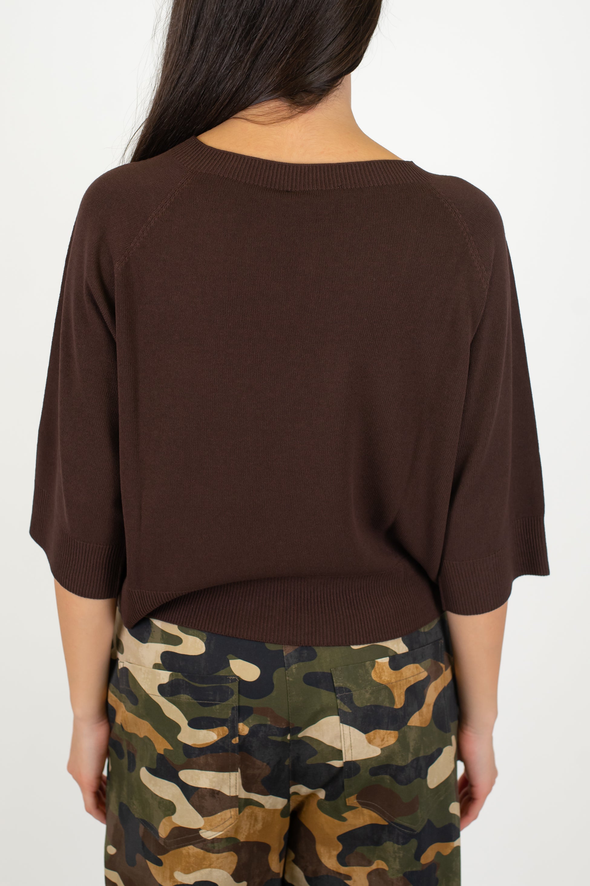 Kontatto - Maglia girocollo con manica tre quarti in viscosa leggera