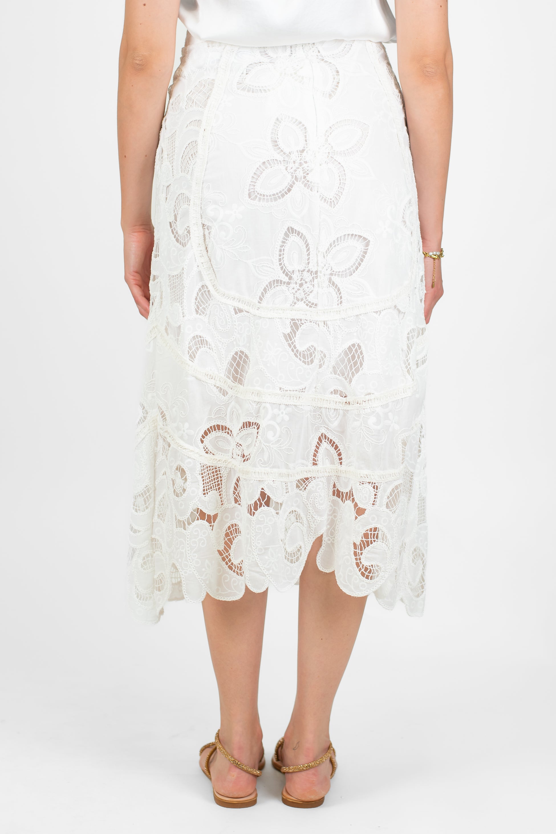 Dixie - Gonna con ricami in pizzo sangallo