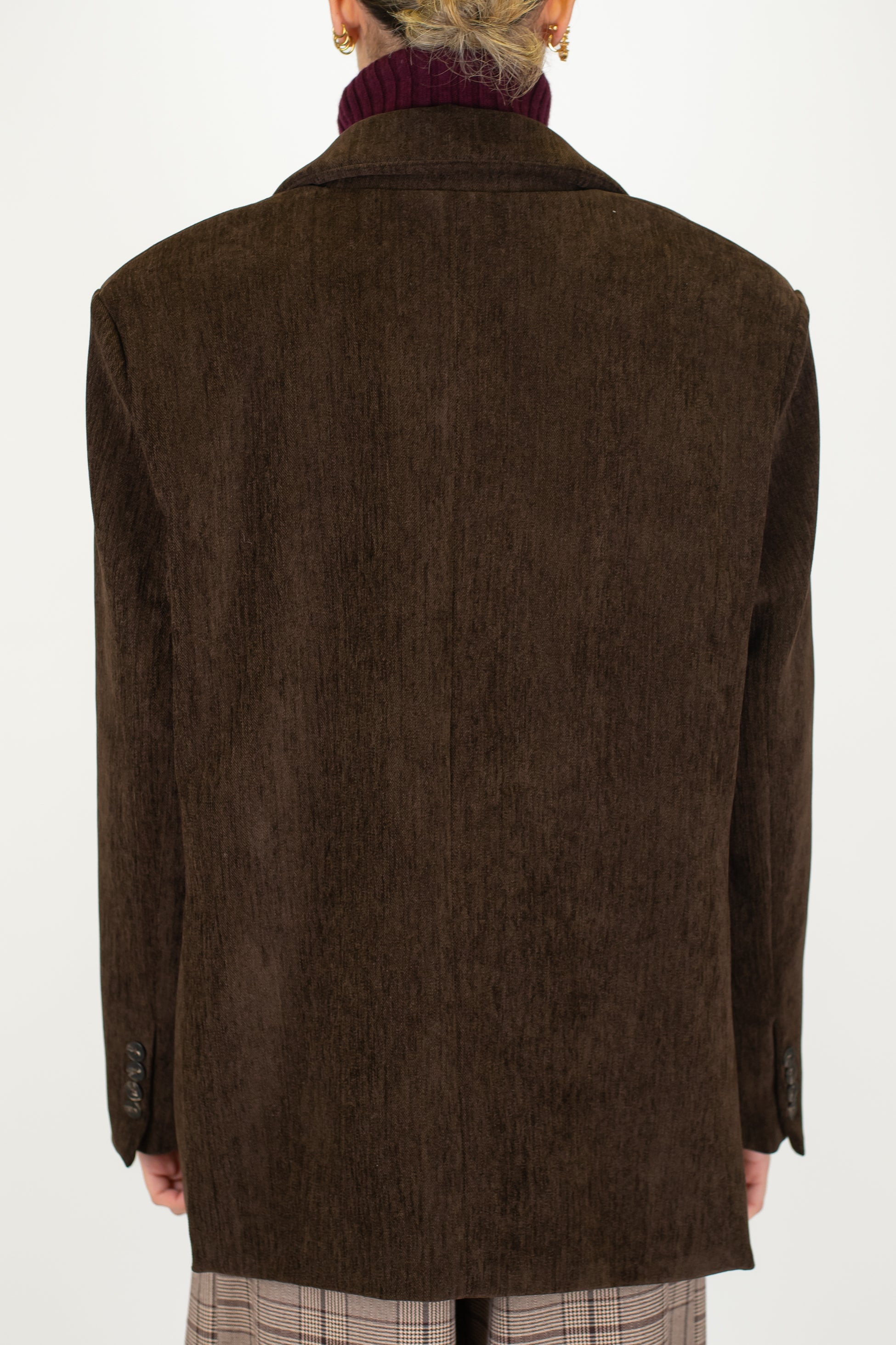 Motel - Giacca monopetto in velluto liscio con spilla