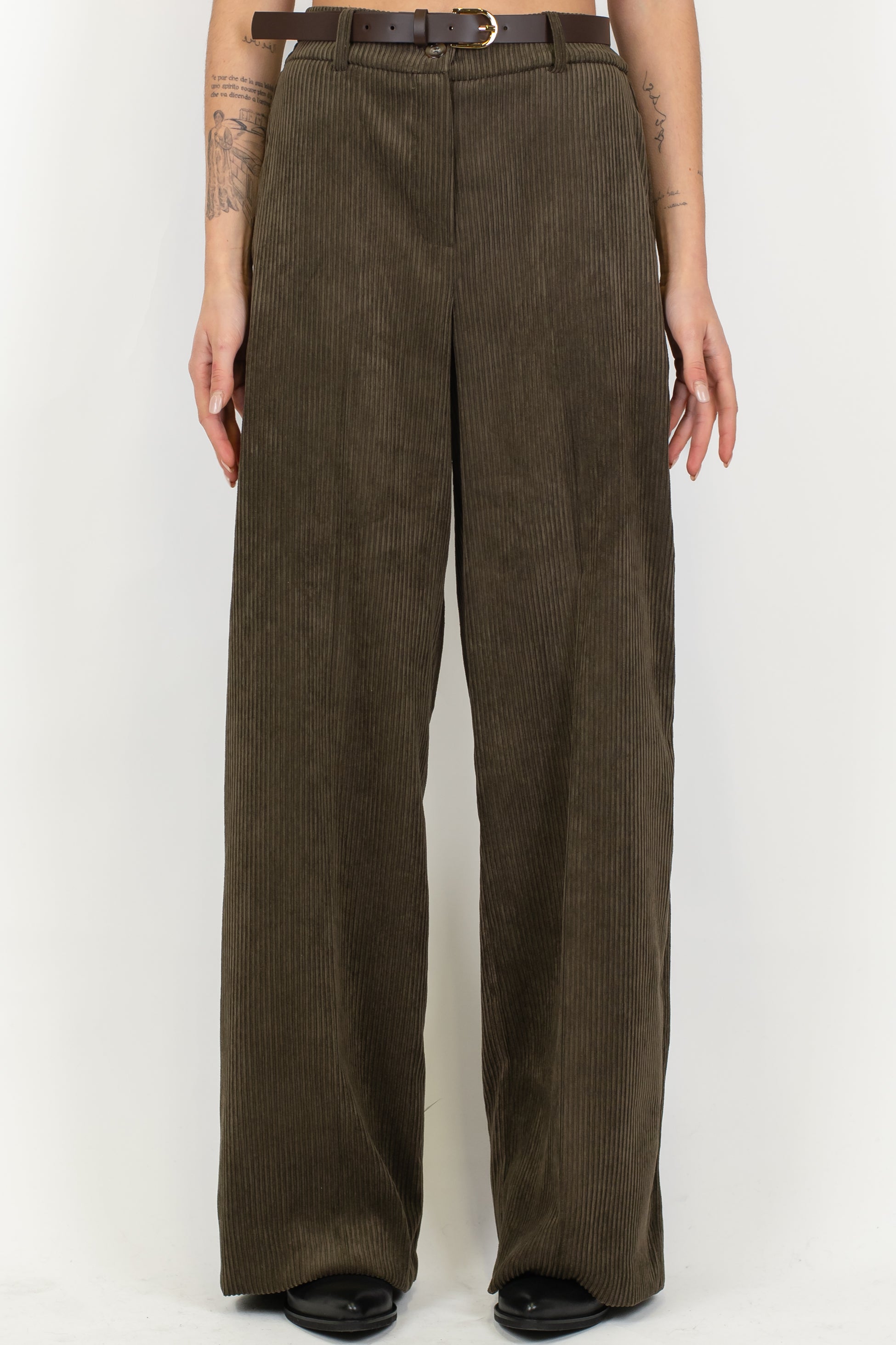 Motel - Pantalone palazzo in velluto a coste con elastico sul retro