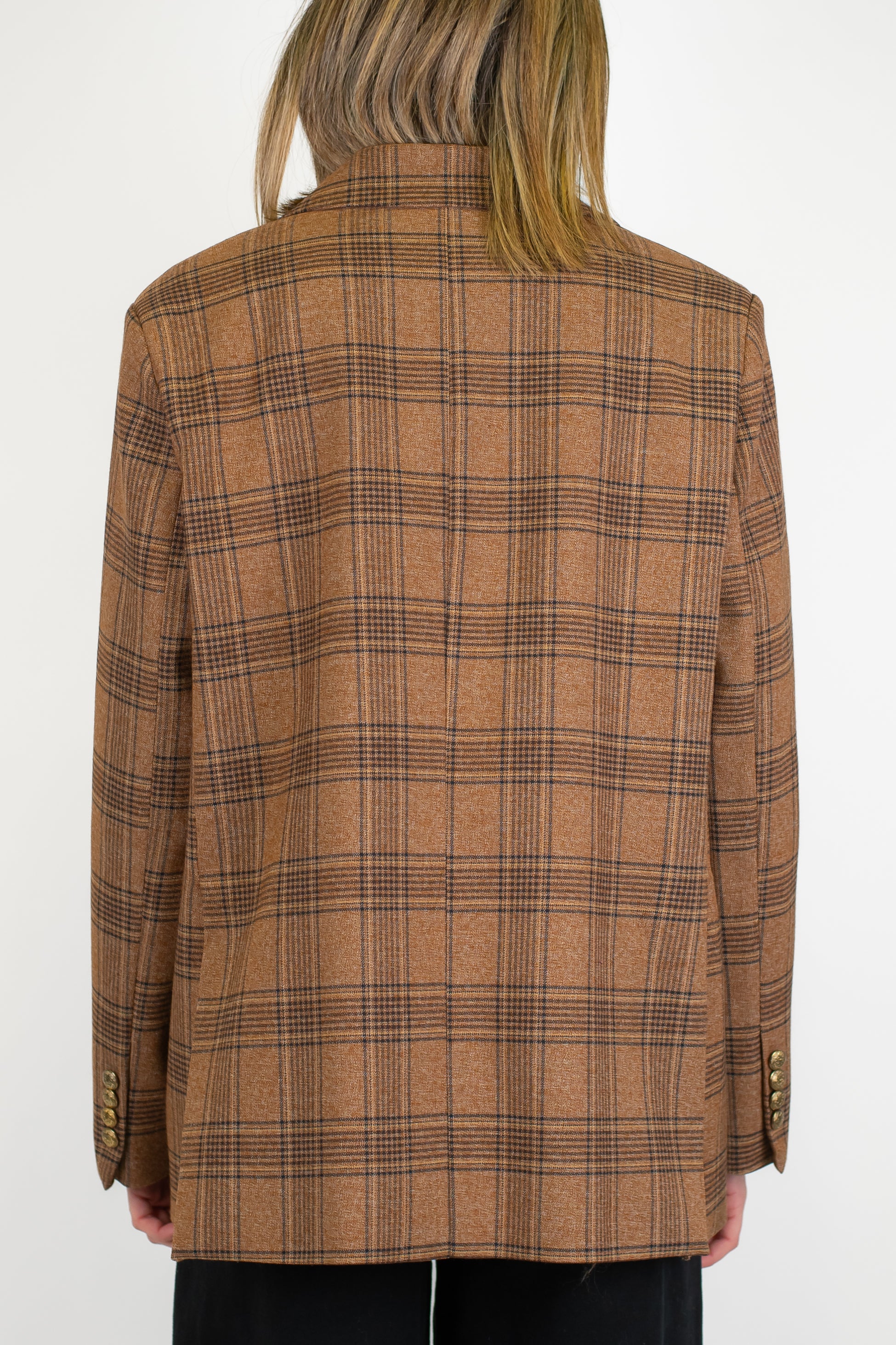 Motel - Giacca monopetto fantasia check con spille sul rever