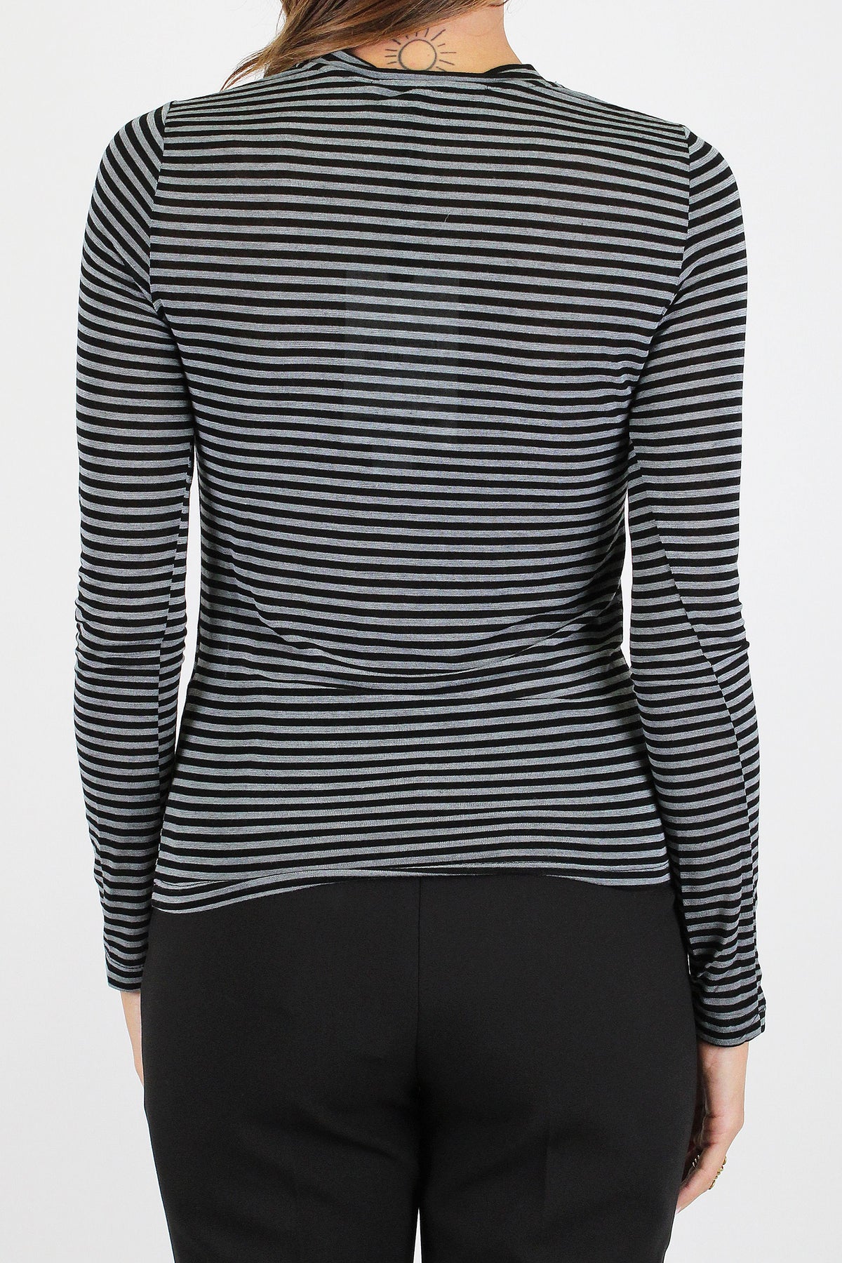 Haveone - Maglia serafino fantasia a righe in misto modal e cashmere