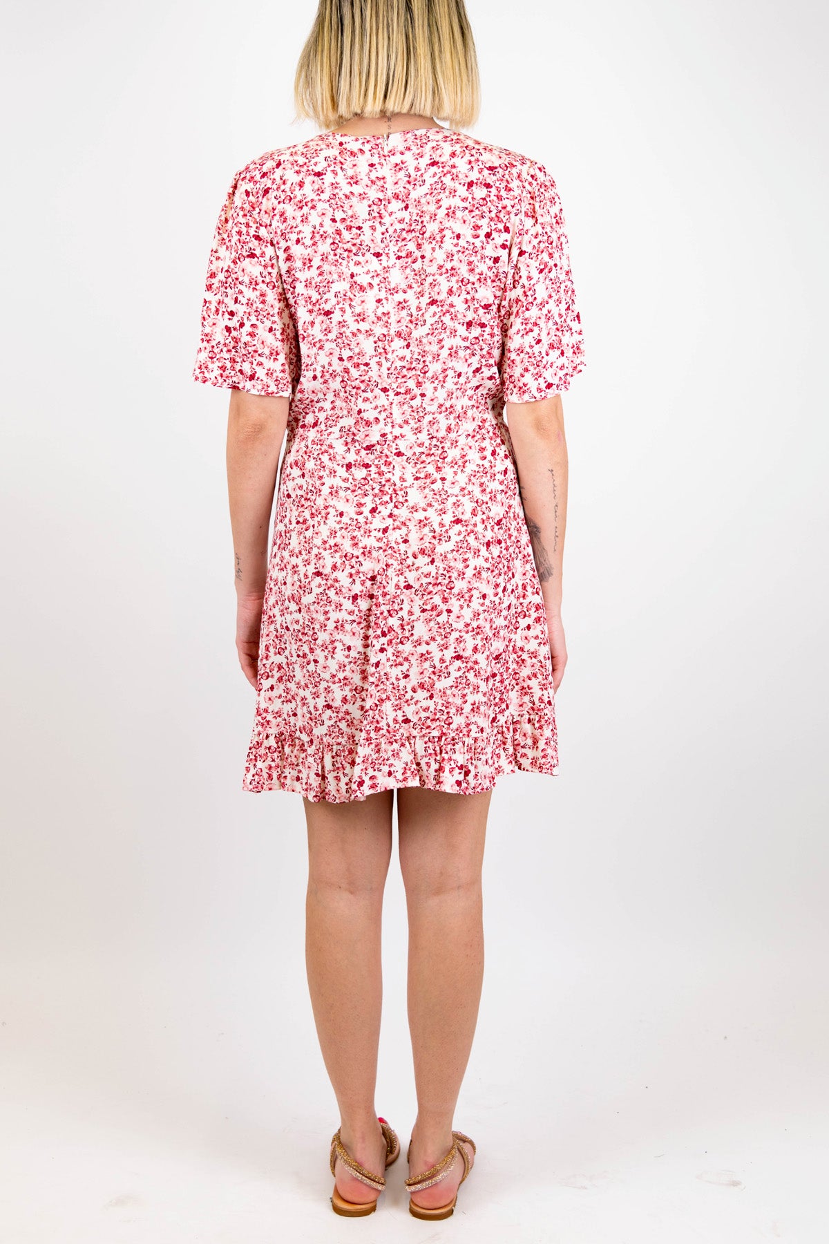 Tensione in - Abito corto mezzamanica fantasia provenzale in viscosa