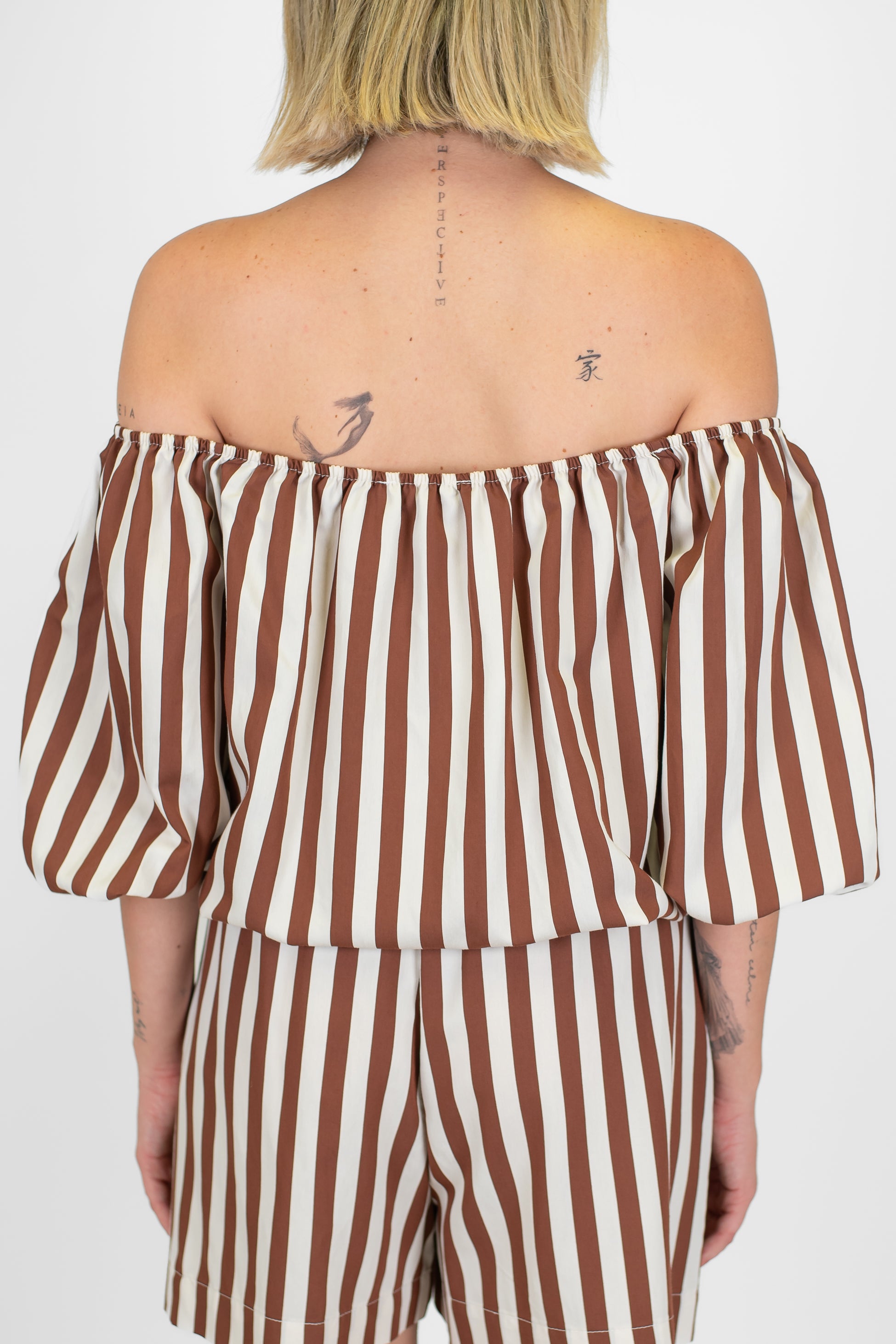 Motel - Blusa fantasia a righe scollo shiffer in viscosa leggera