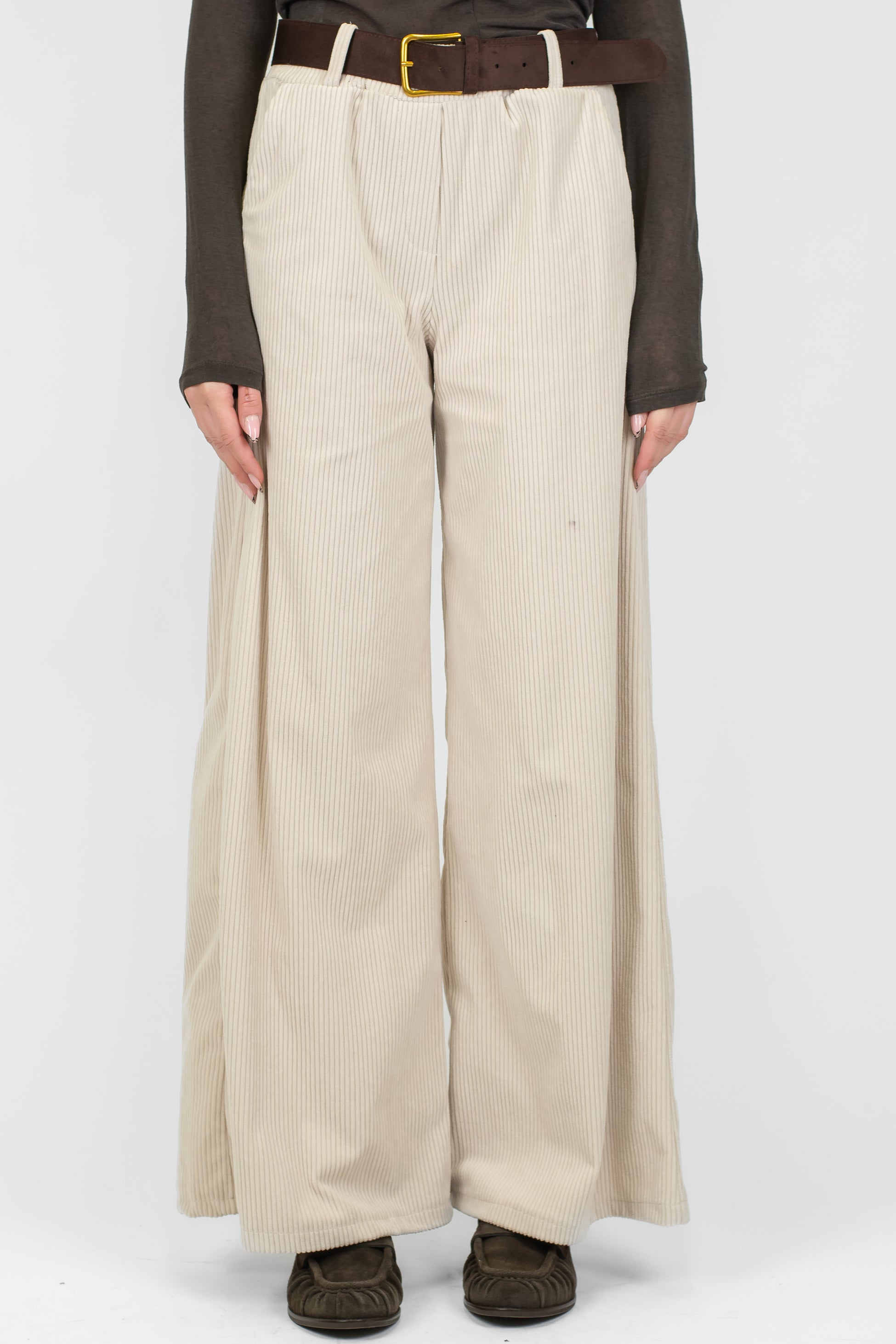 Haveone - Pantalone palazzo in velluto a coste