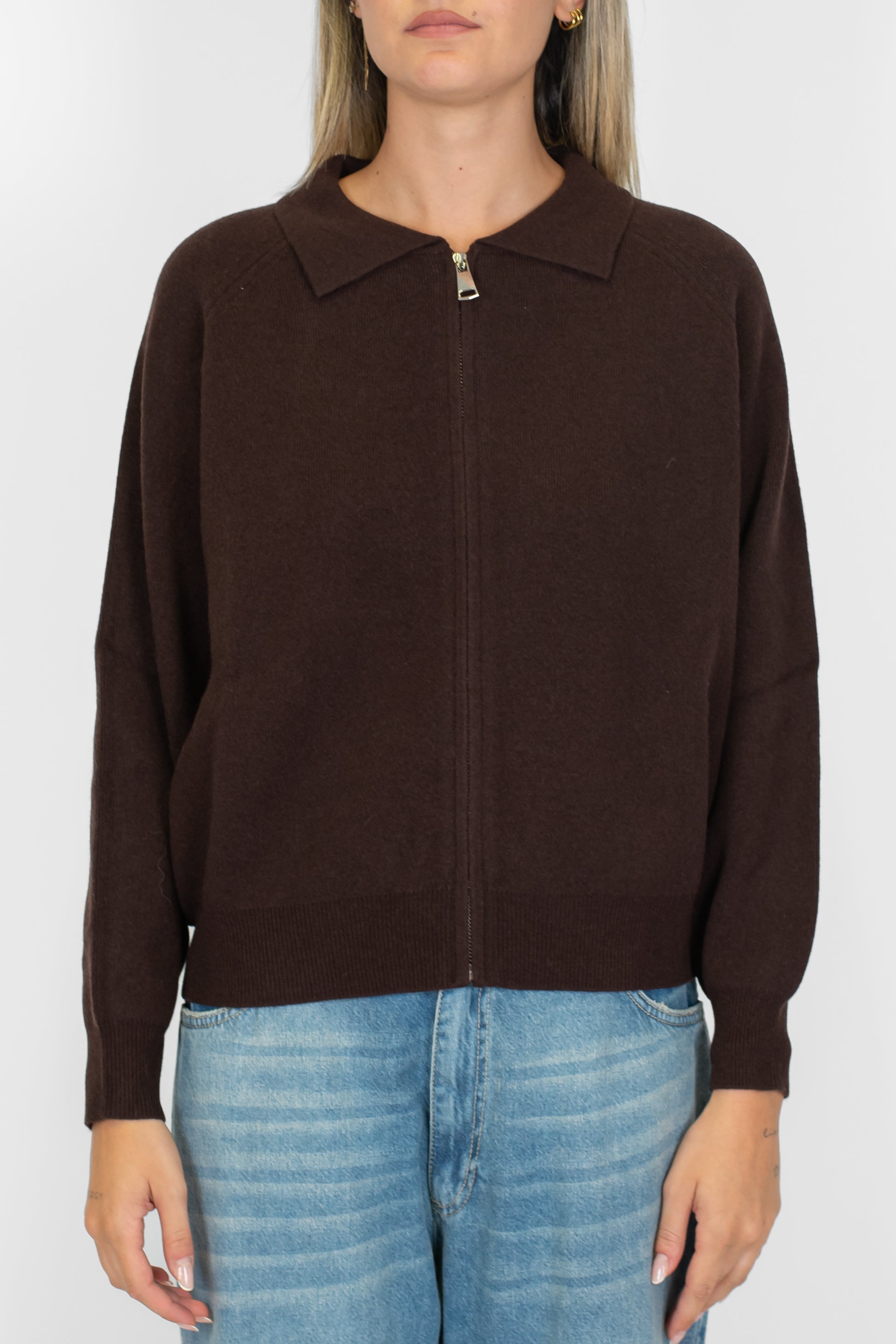 Tensione in - Cardigan in pura lana con chiusura zip