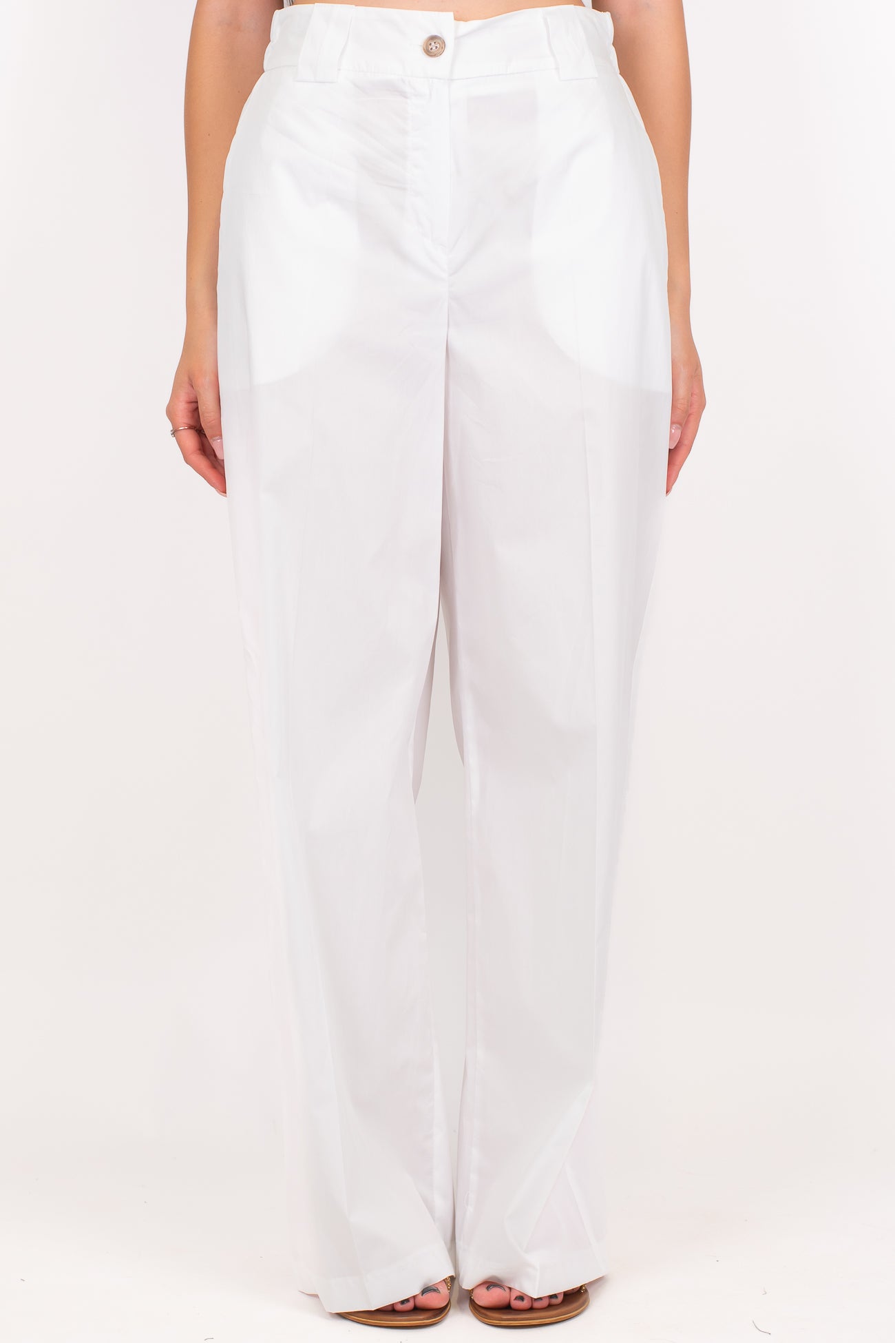 Tensione in - Pantalone palazzo in cotone leggero tela paracadute con elastico sul retro