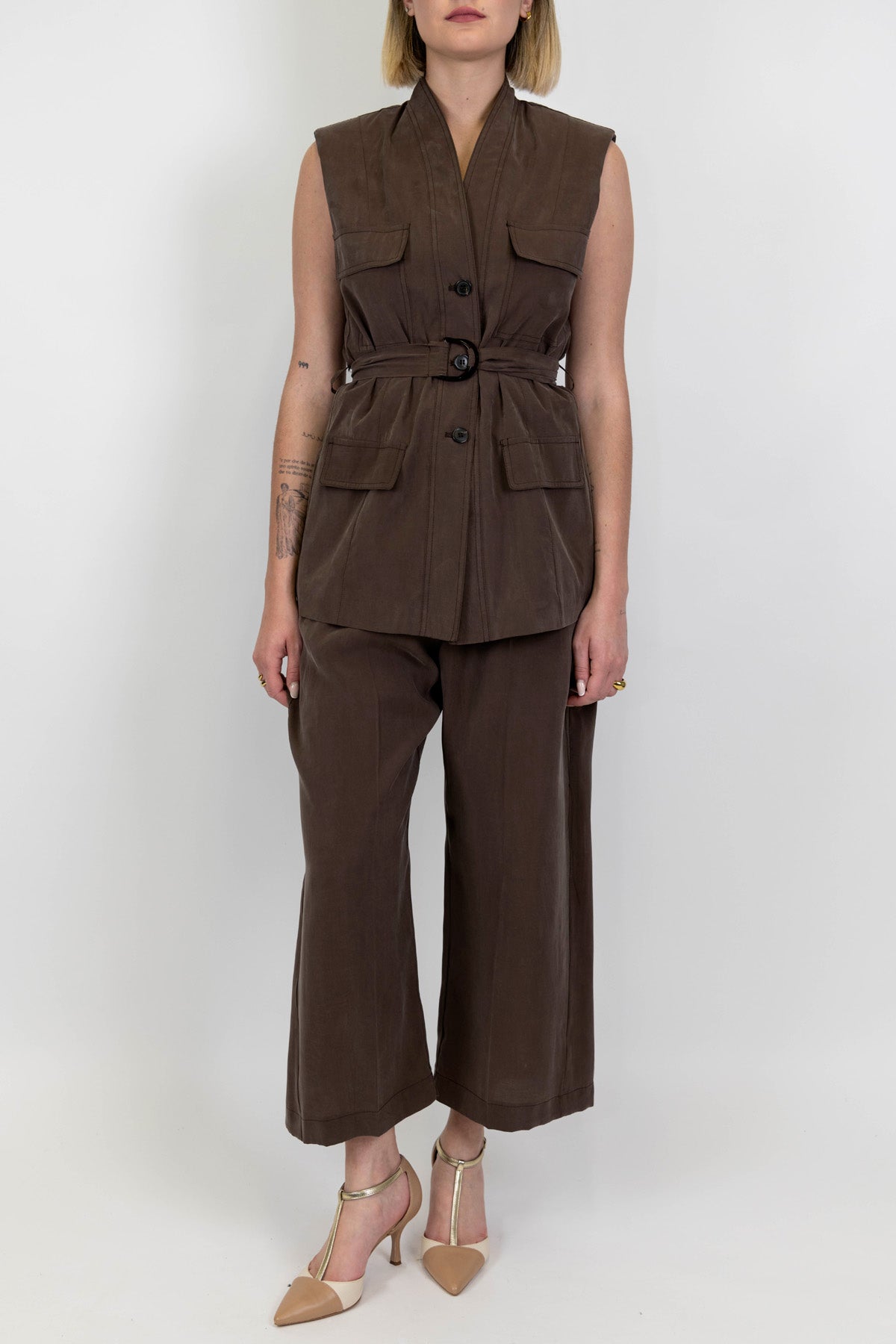 Maryley - Pantalone regular a vita alta in modal