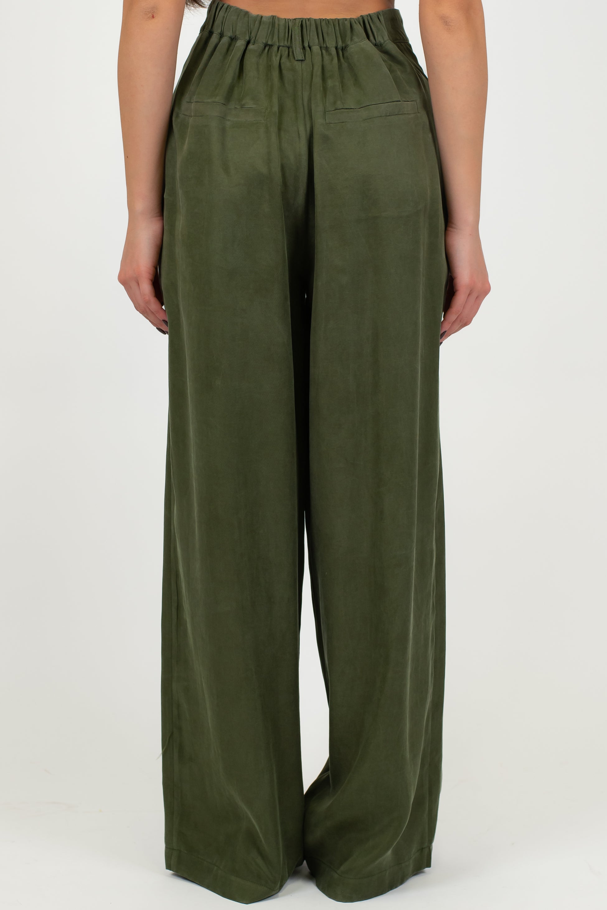 Motel - Pantalone palazzo in lyocell effetto seta con pinces