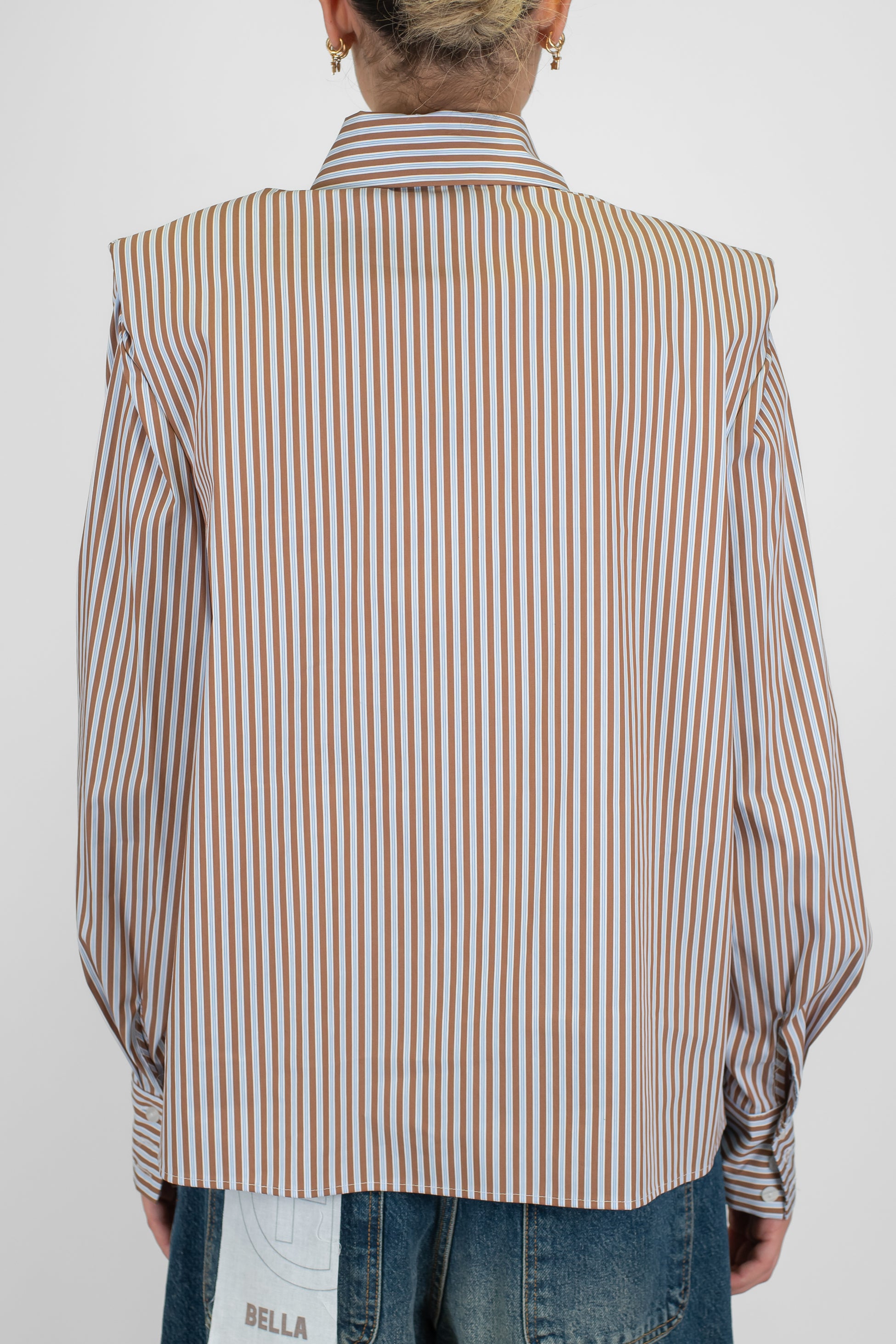 Maryley - Camicia in cotone a righe con spalline