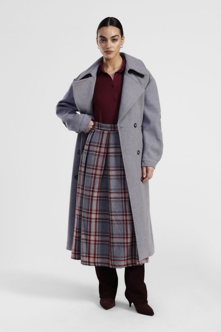 Dixie - Cappotto doppiopetto con cintura e maxi revers