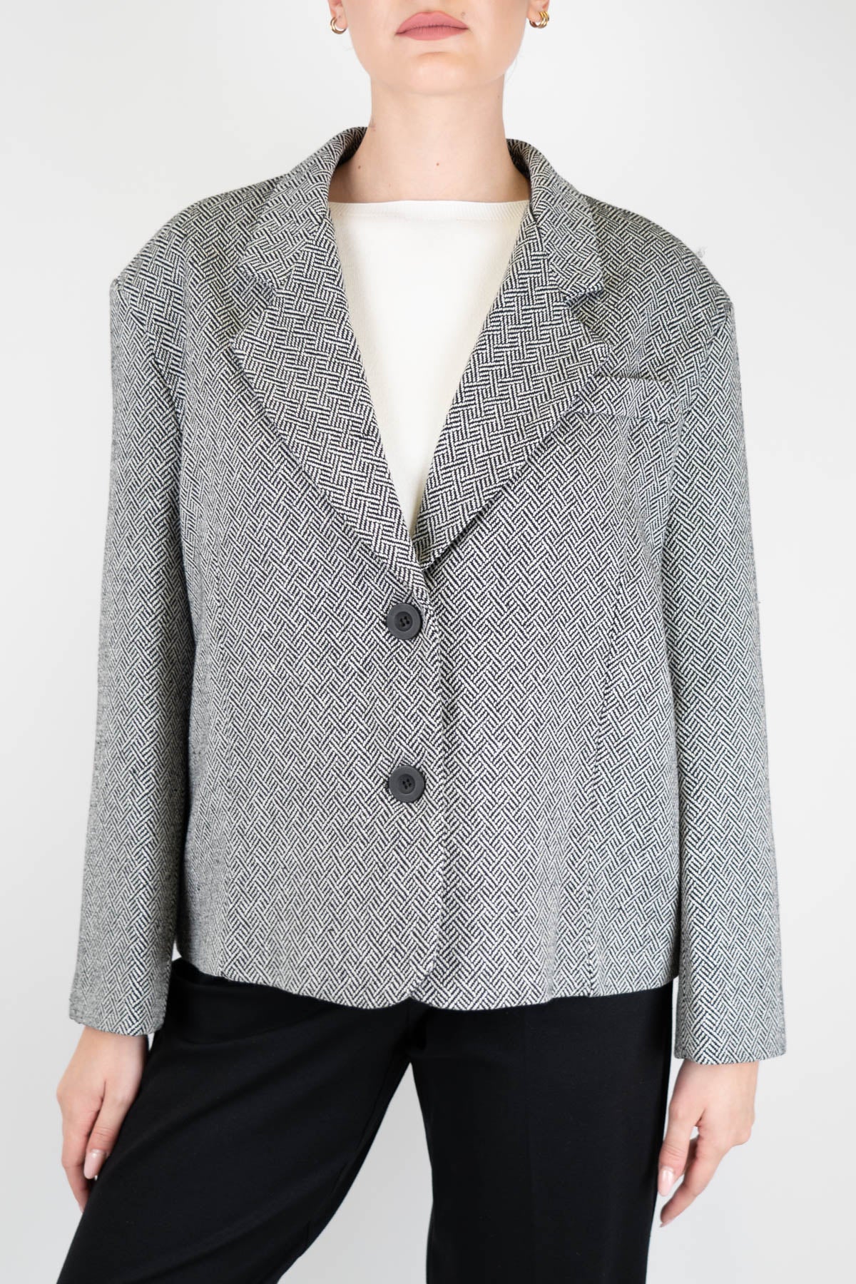 Dixie - Giacca monopetto a scatola fantasia spigata