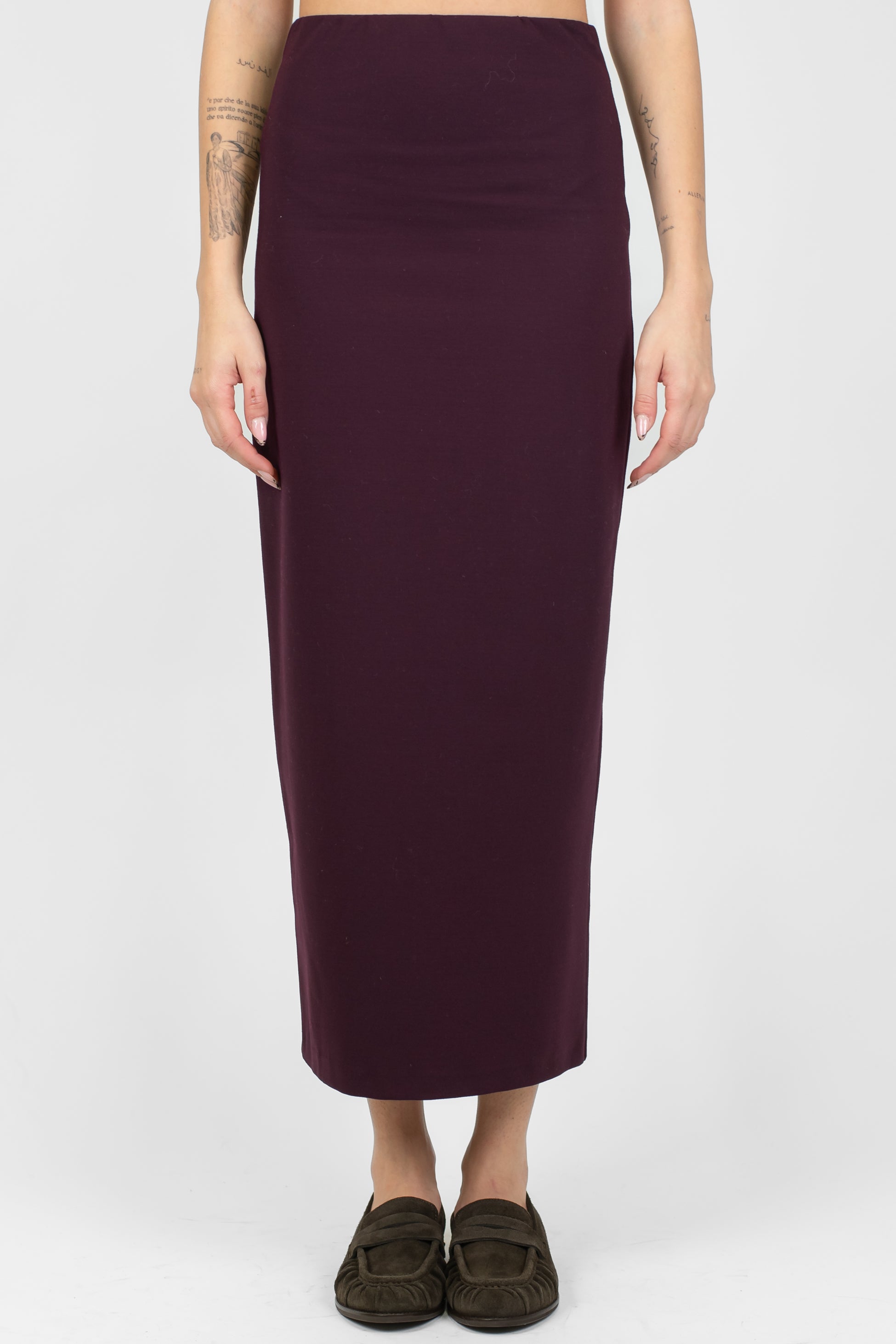 Tensione in - Gonna tubino con spacco in punto milano