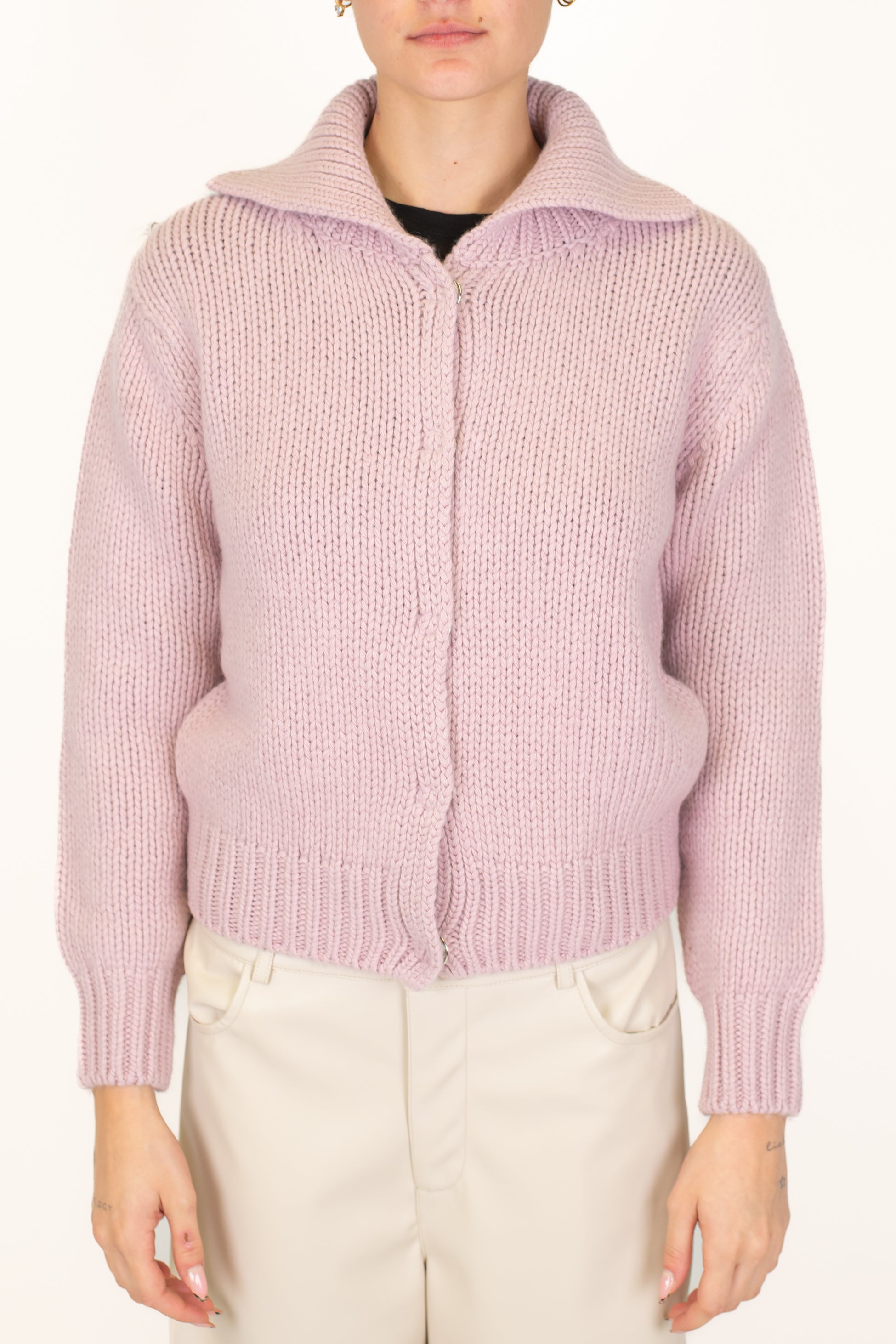 Motel - Cardigan in misto lana e cashmere con chiusura a scomparsa con ciappe