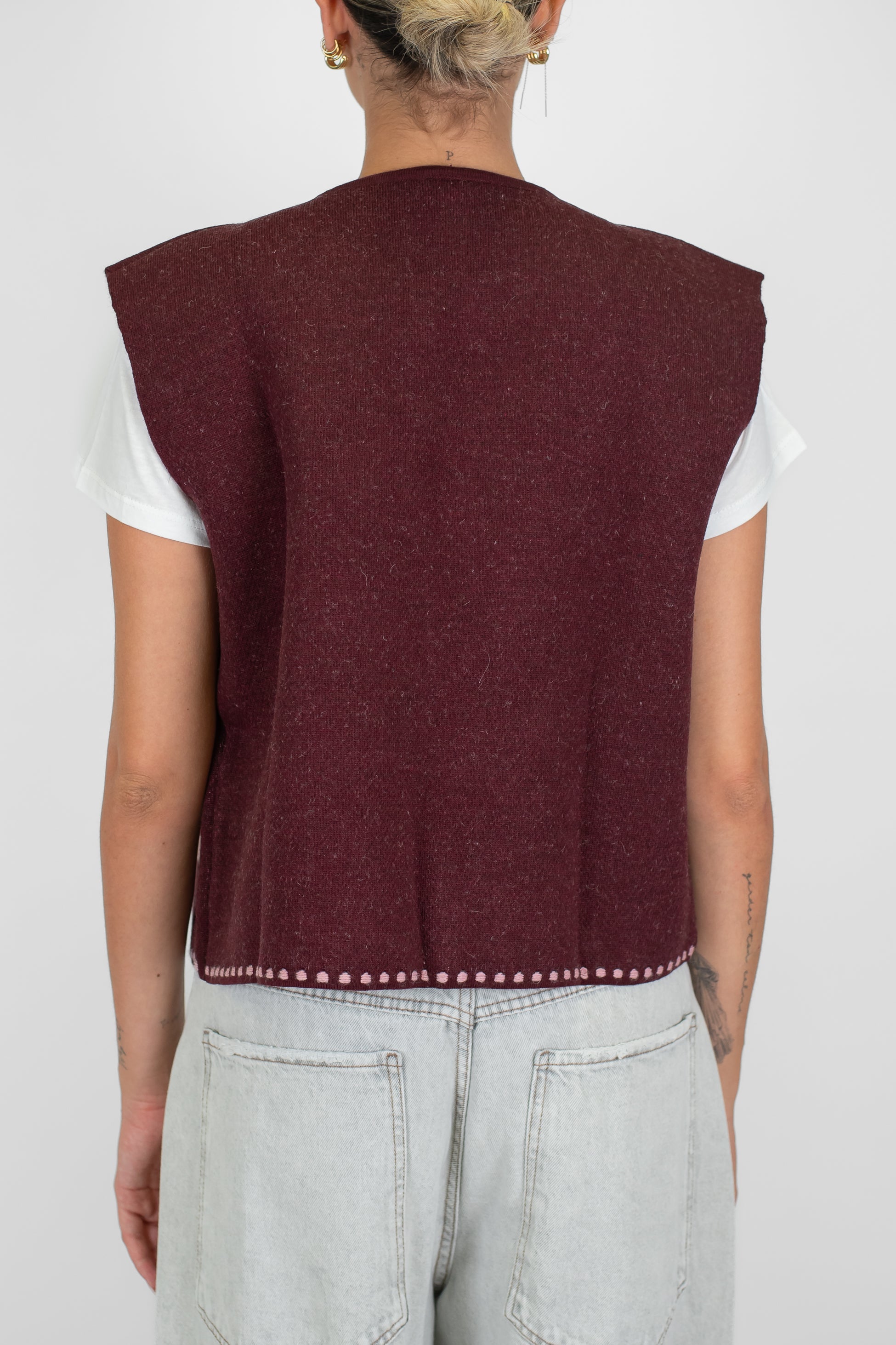 Tensione in - Gilet aperto fantasia astratta in misto lana