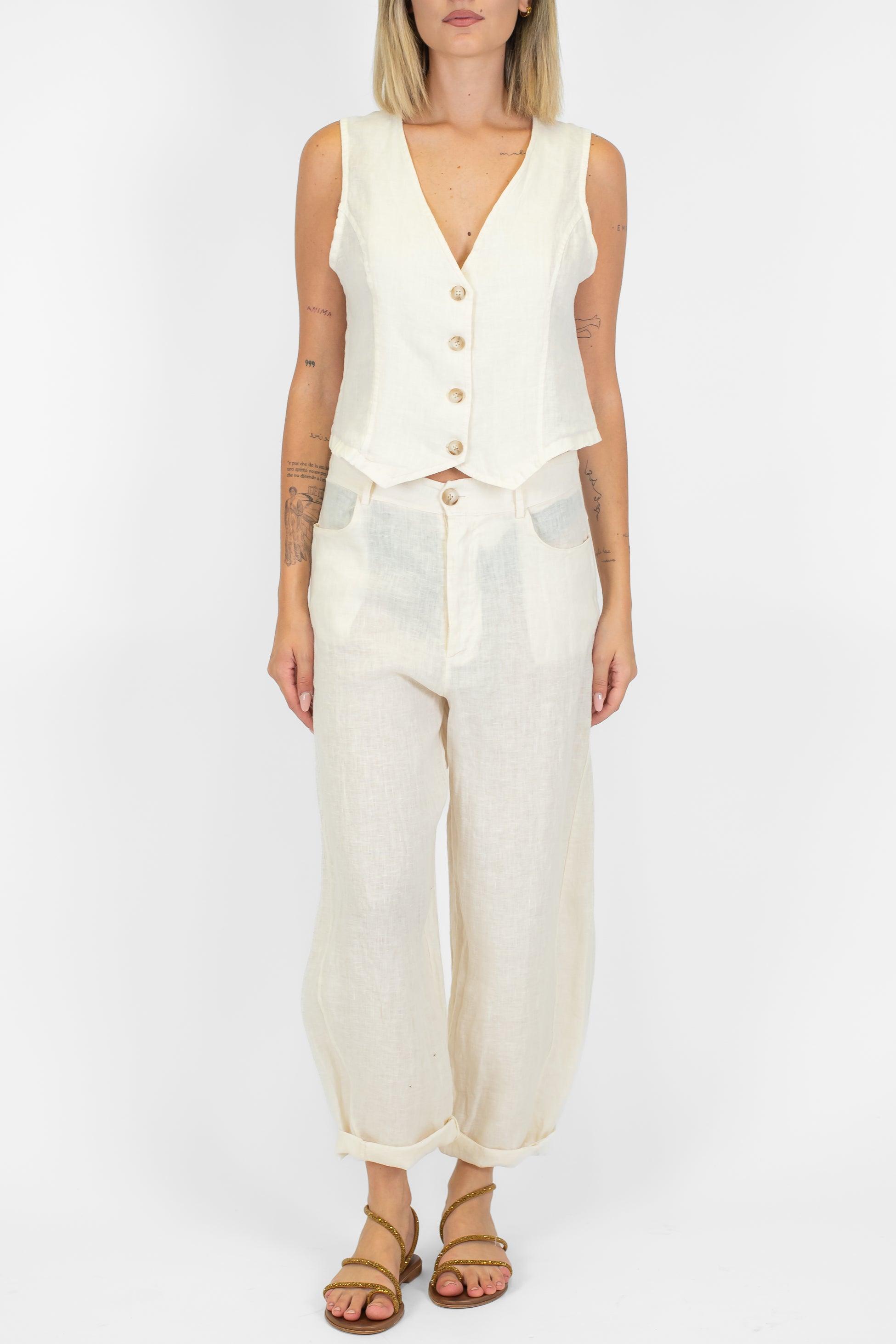 Haveone - Pantalone balloon in puro lino