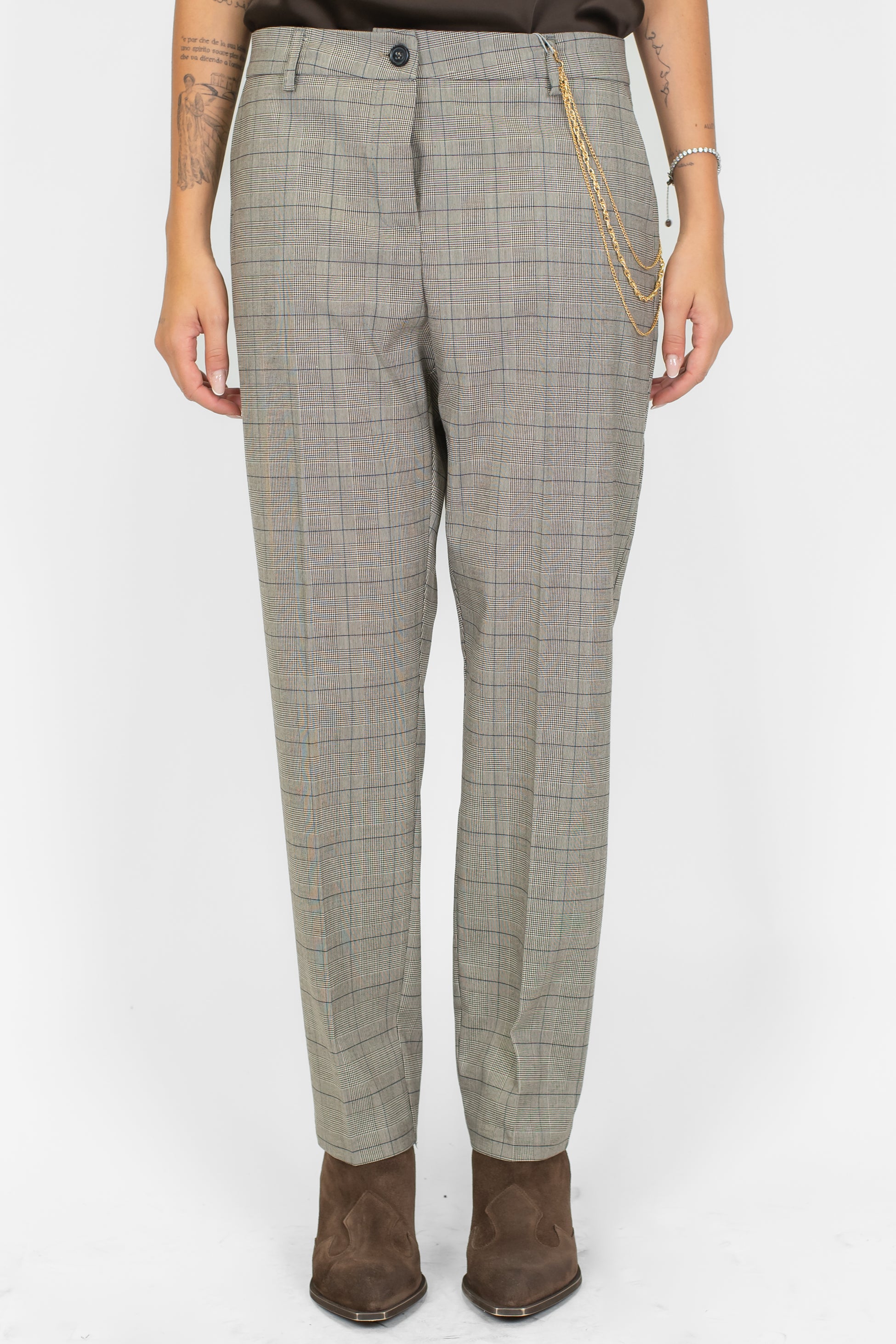 Motel - Pantalone slim fantasia principe di galles