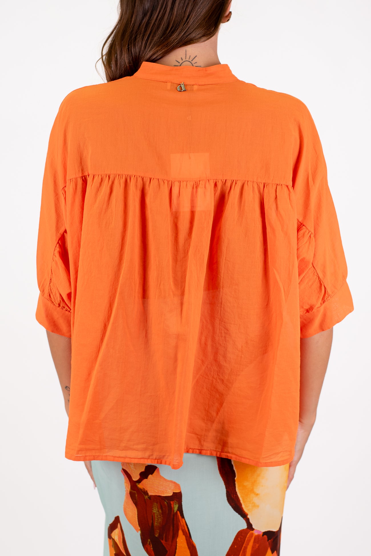 Dixie - Camicia collo alla coreana in mussola di cotone