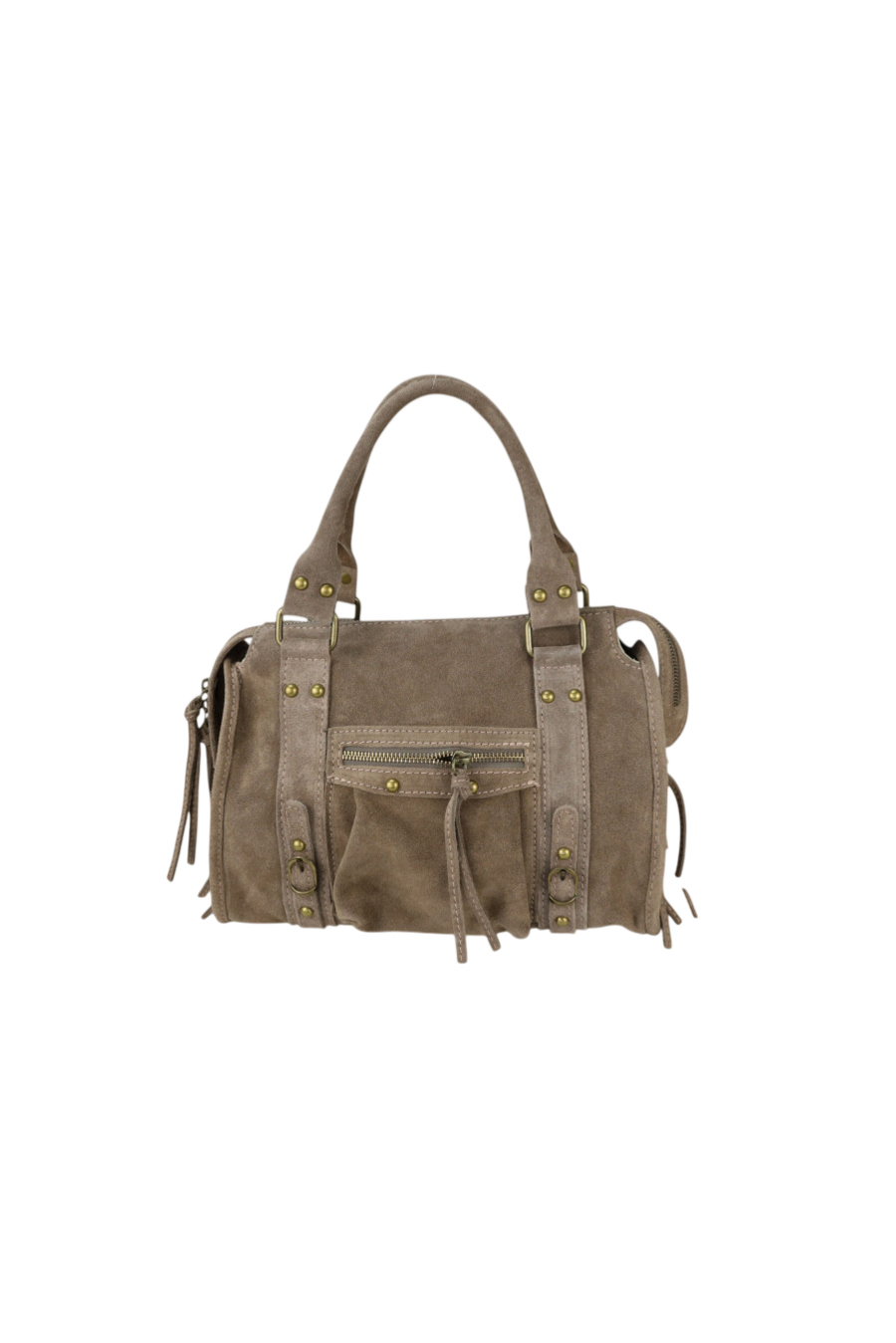 Borsa piccola in camoscio con finiture in oro anticato
