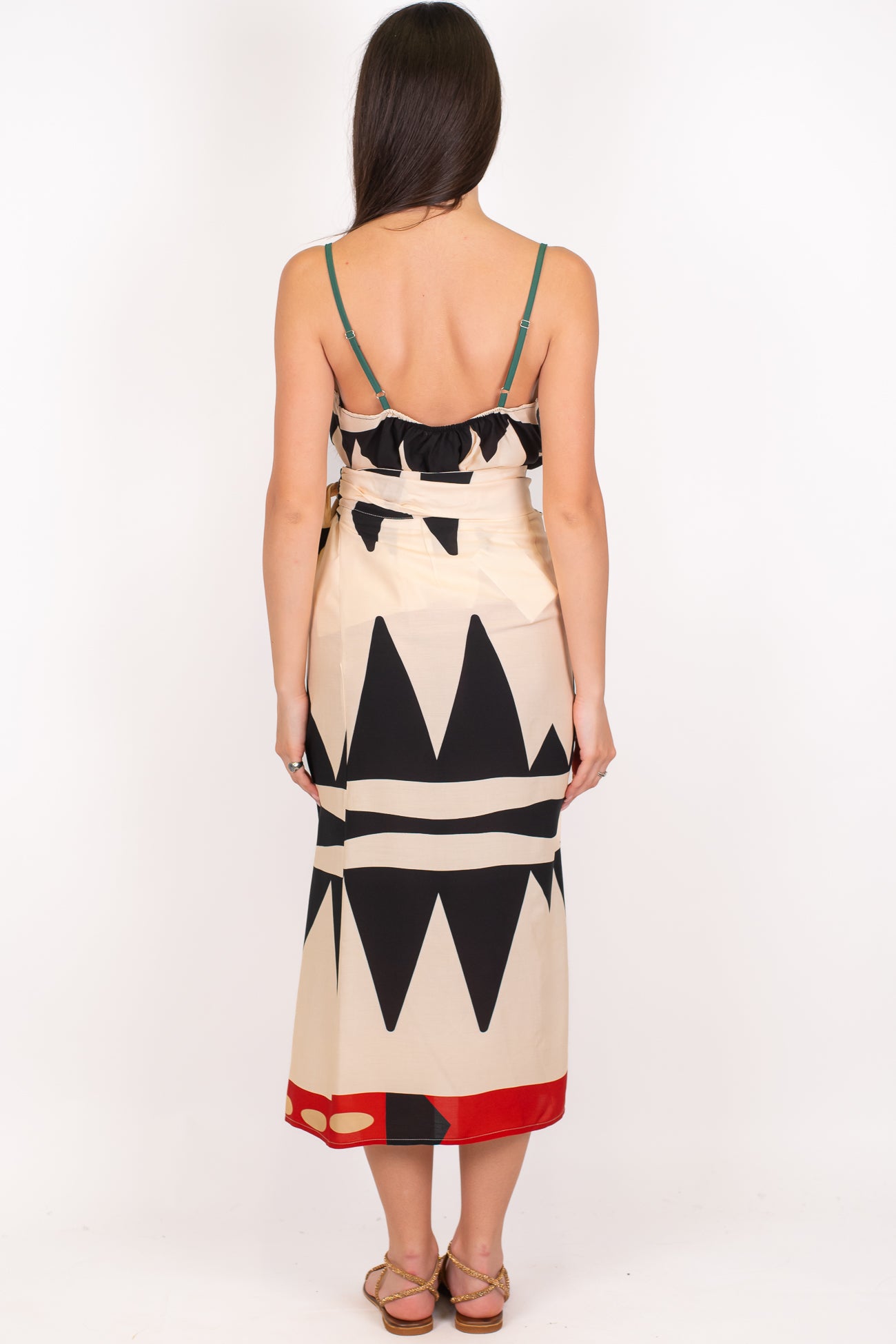 Haveone - Coordianto fantasia astratta top e gonna portafoglio in viscosa