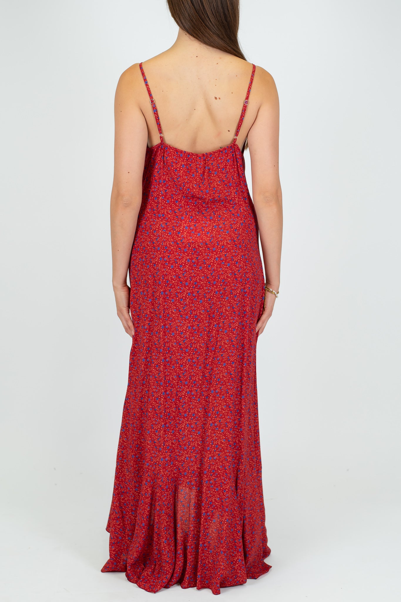 Tensione in - Abito lungo con bretelle fantasia provenzale