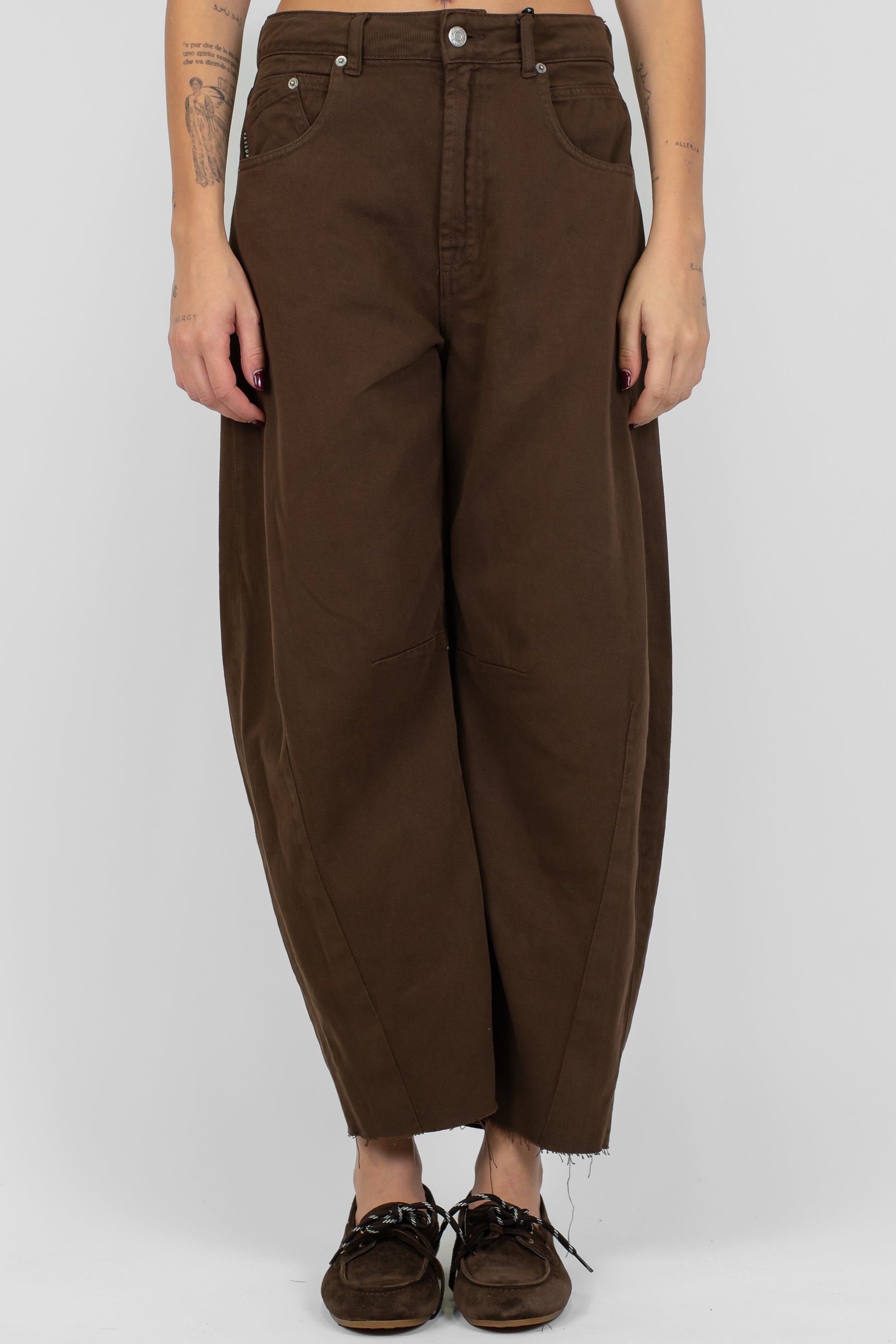 Haveone - Pantalone balloon in denim colorato modello Barbara