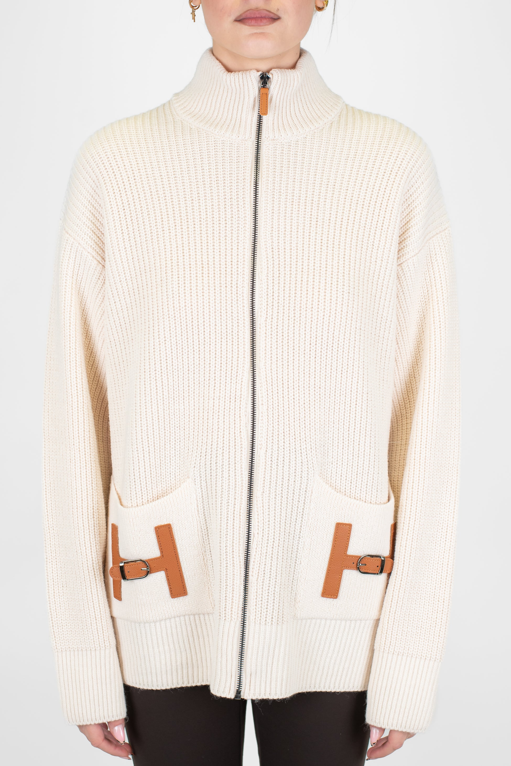 Tensione in - Cardigan con zip in misto lana