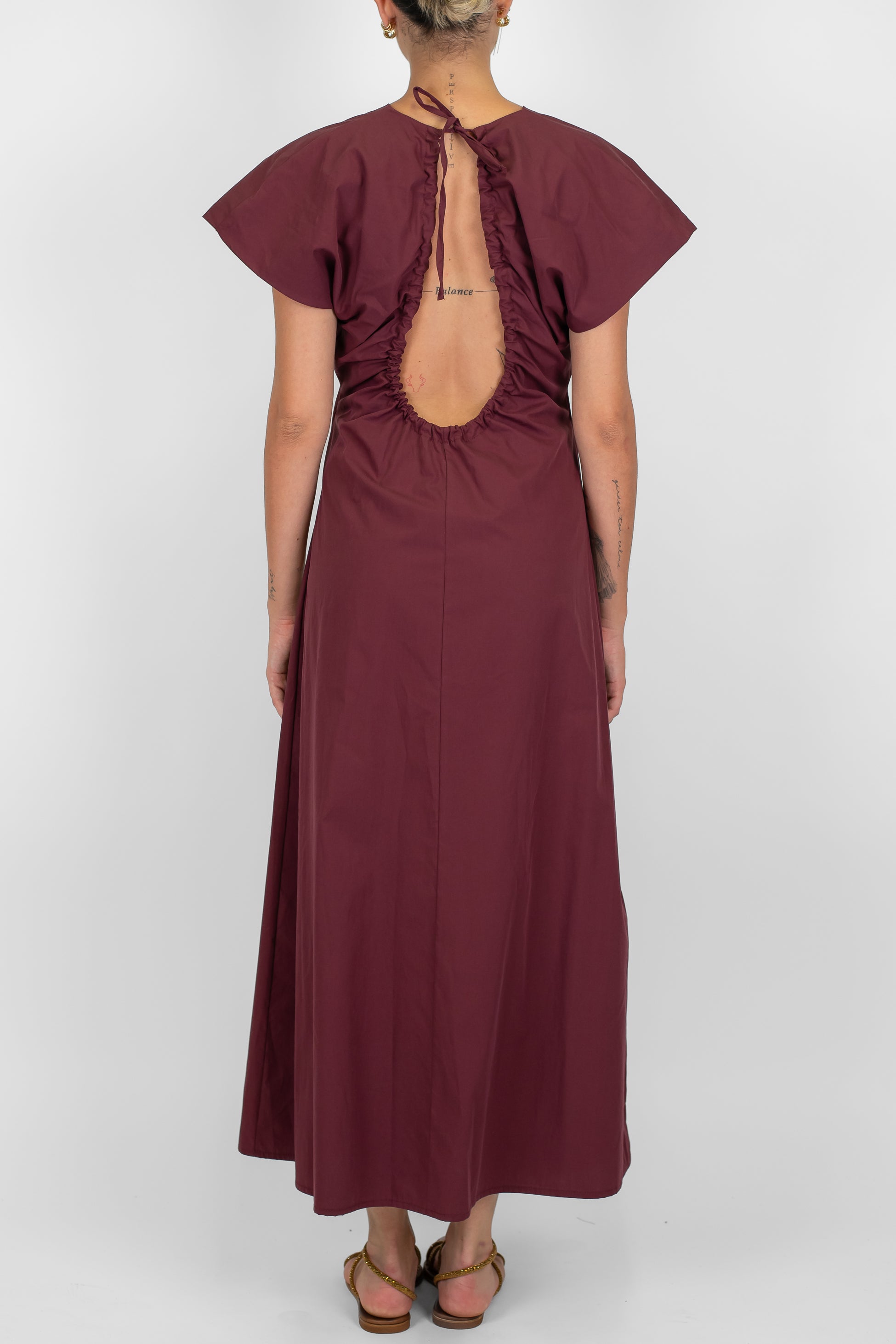 Motel - Abito lungo scollo v in cotone