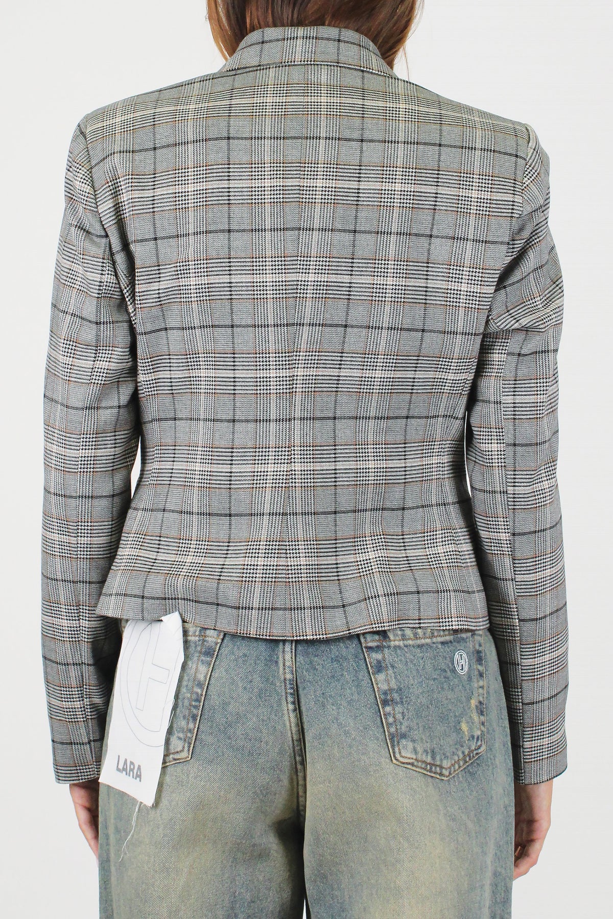 Tensione in - Giacca crop monopetto fantasia check