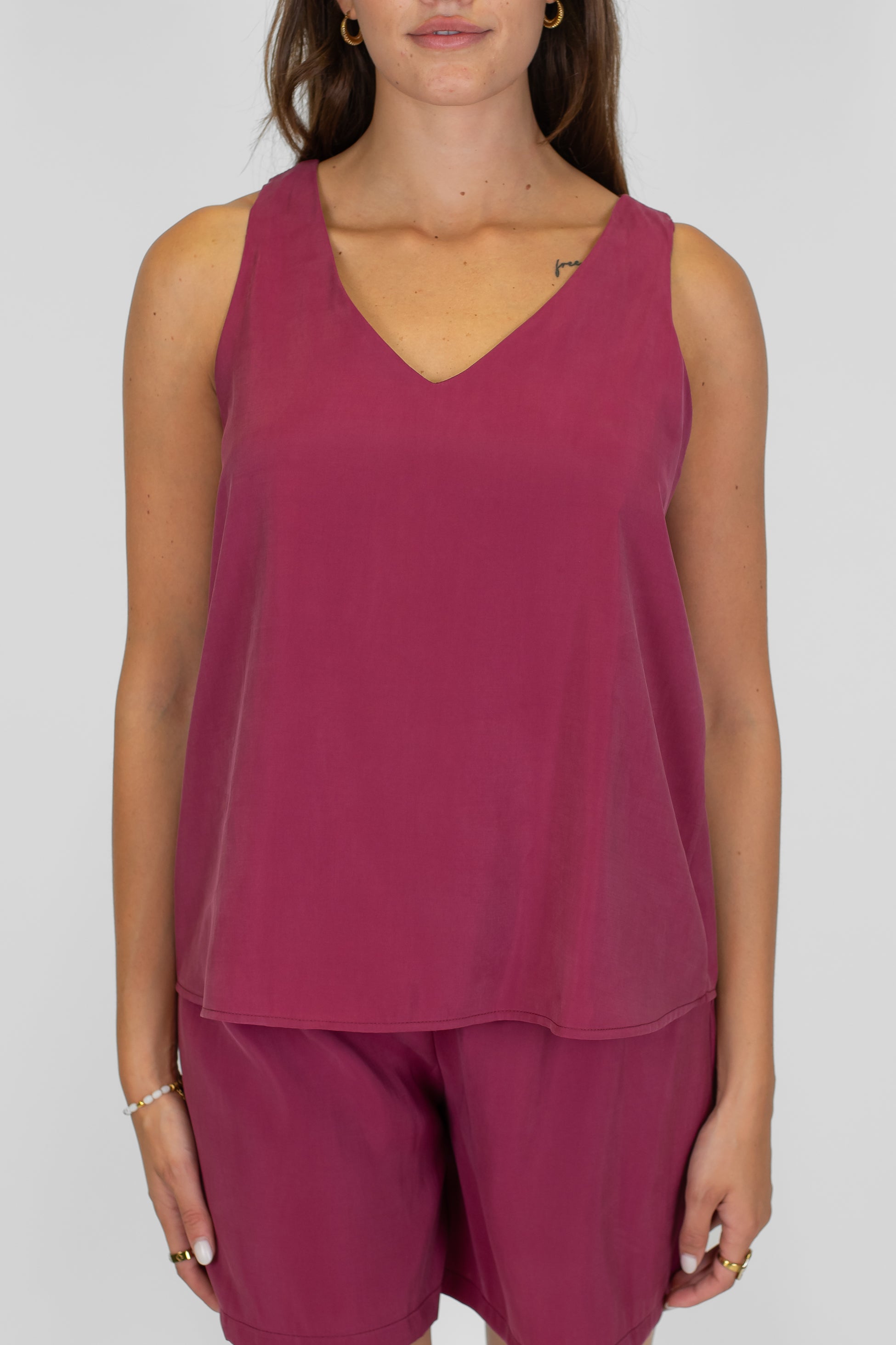 Haveone - Coordinato top scollo v e short con coulisse in vita