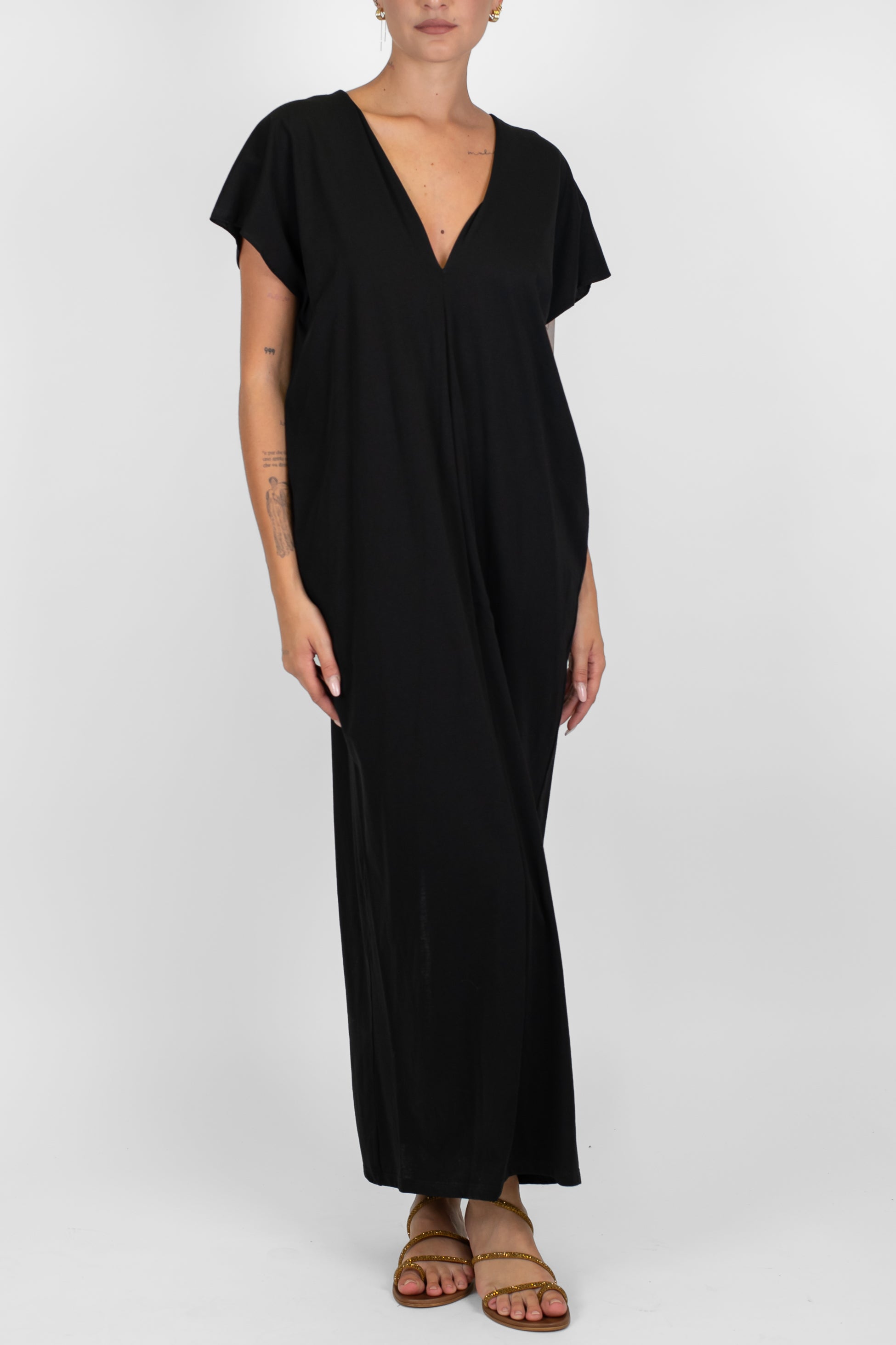 Motel - Abito lungo in cotone scollo v