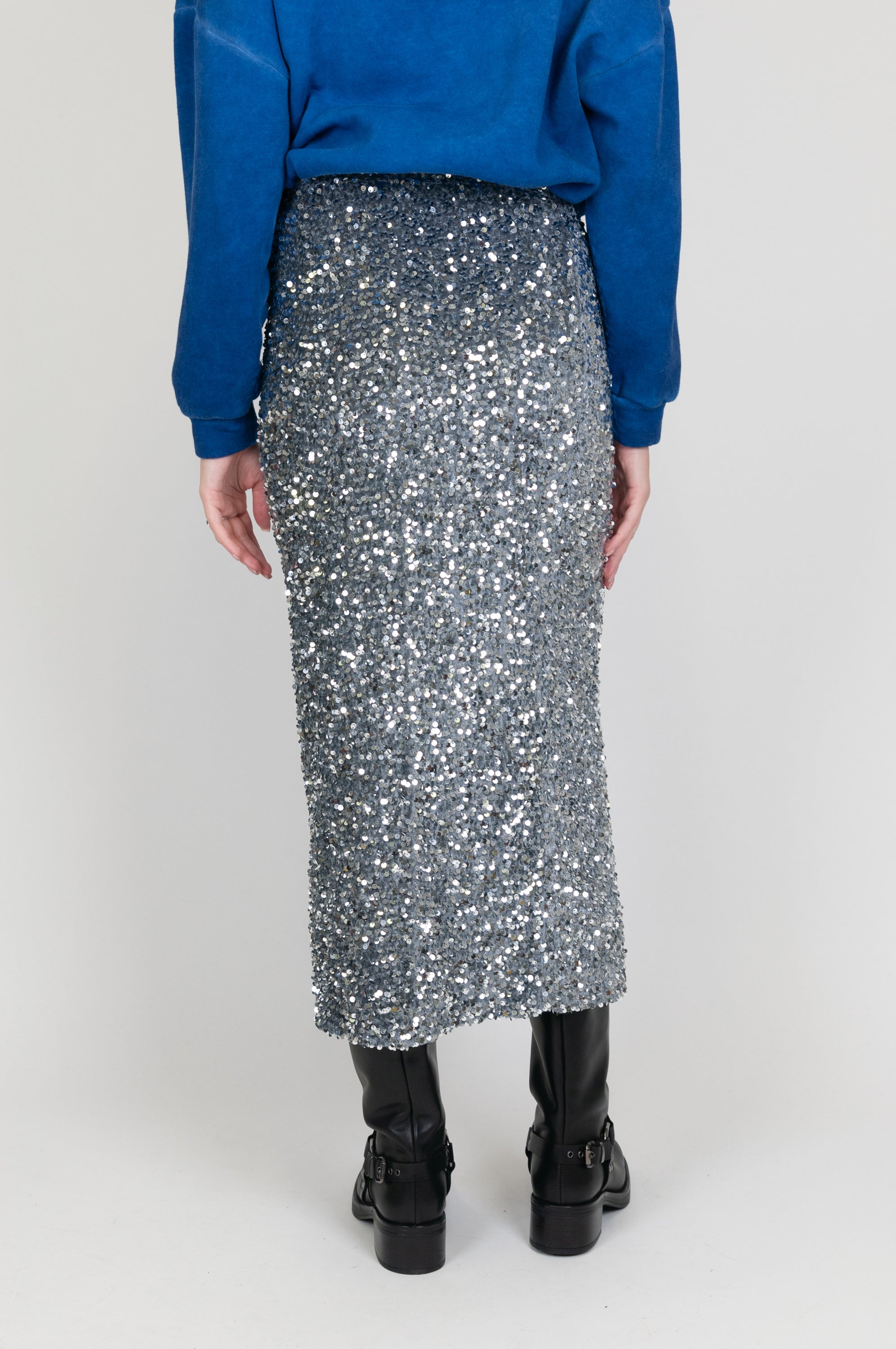 Tensione in - Gonna paillettes con spacco laterale